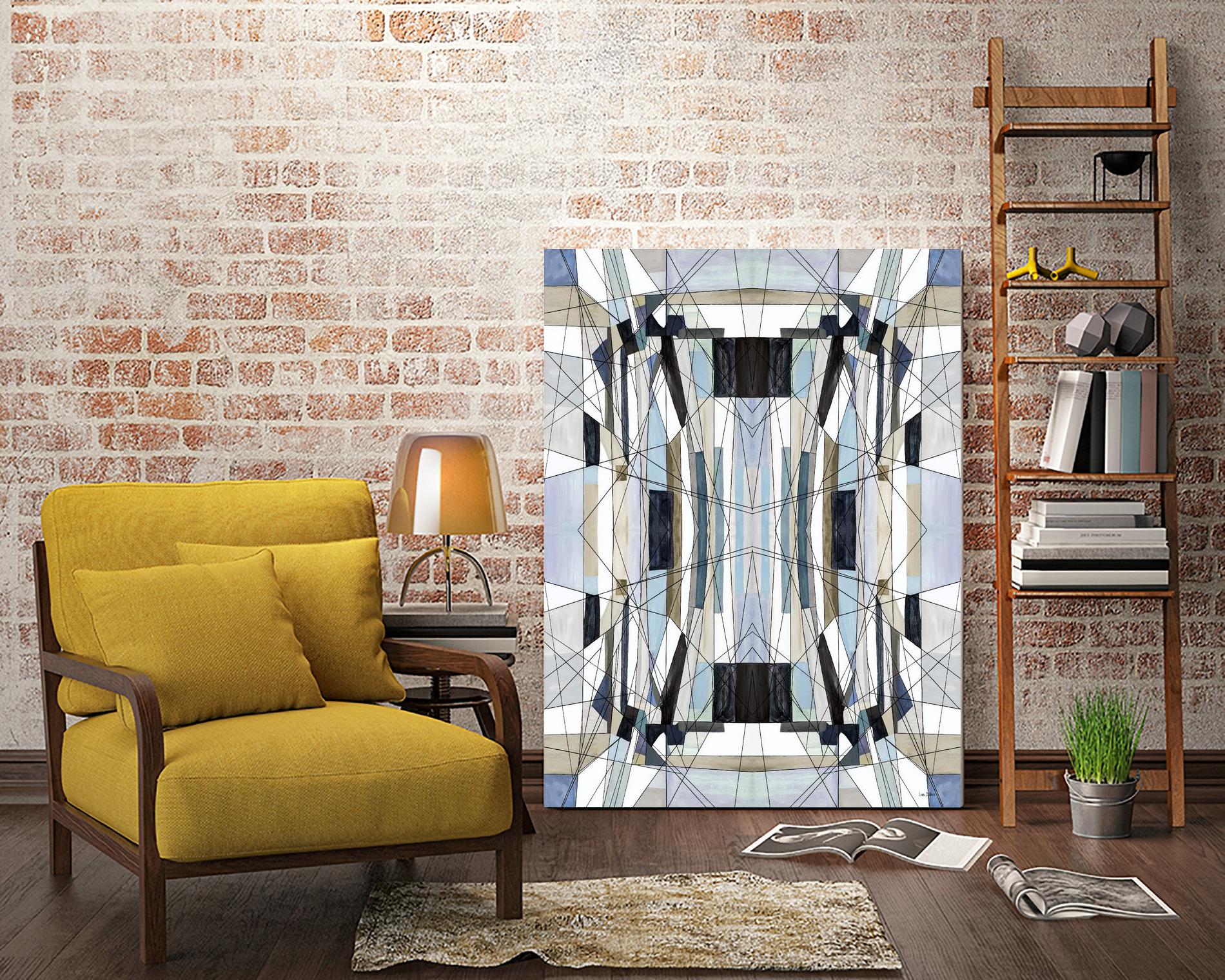 Flagship by Lori Dubois on GIANT ART - blue linear angled black lines