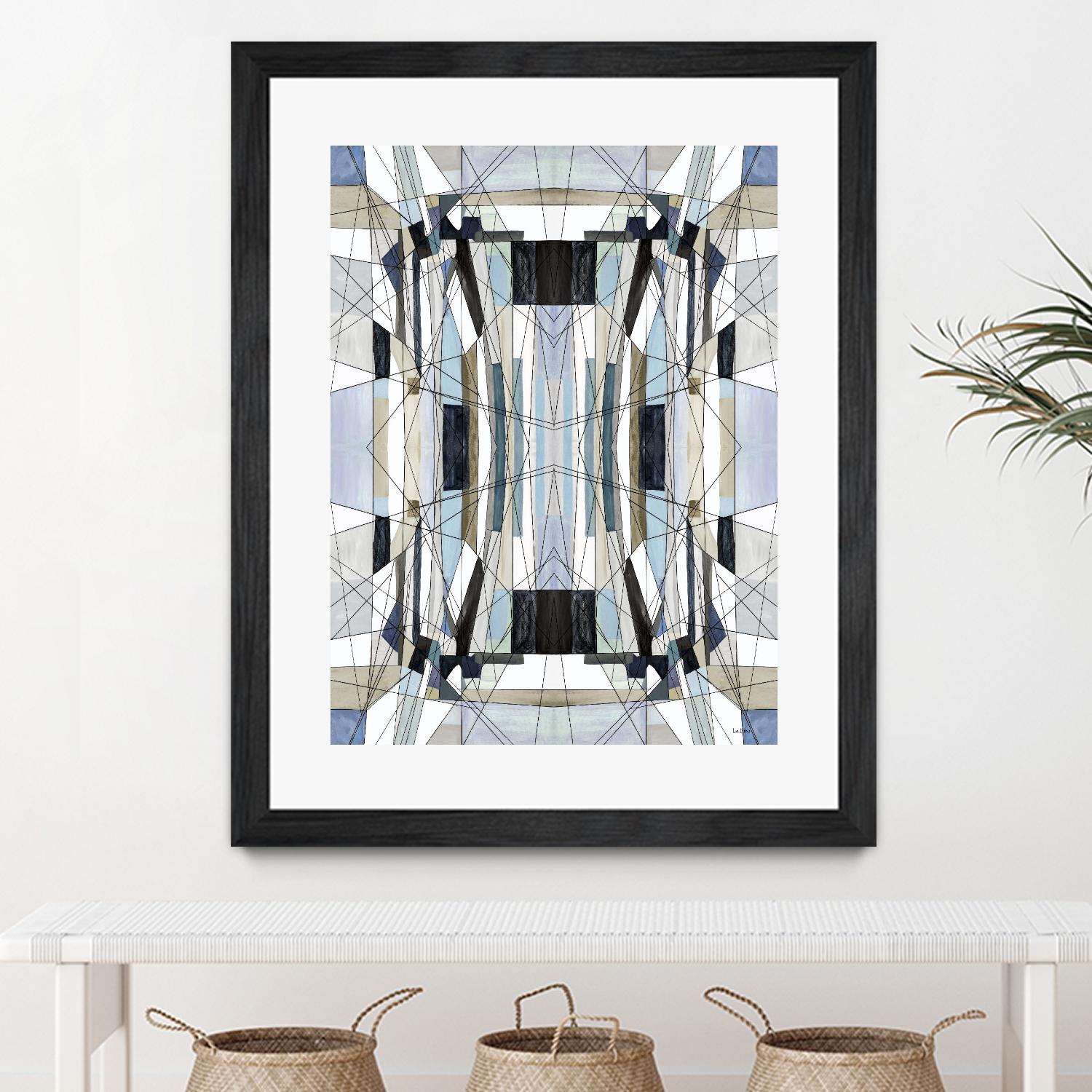 Flagship by Lori Dubois on GIANT ART - blue linear angled black lines