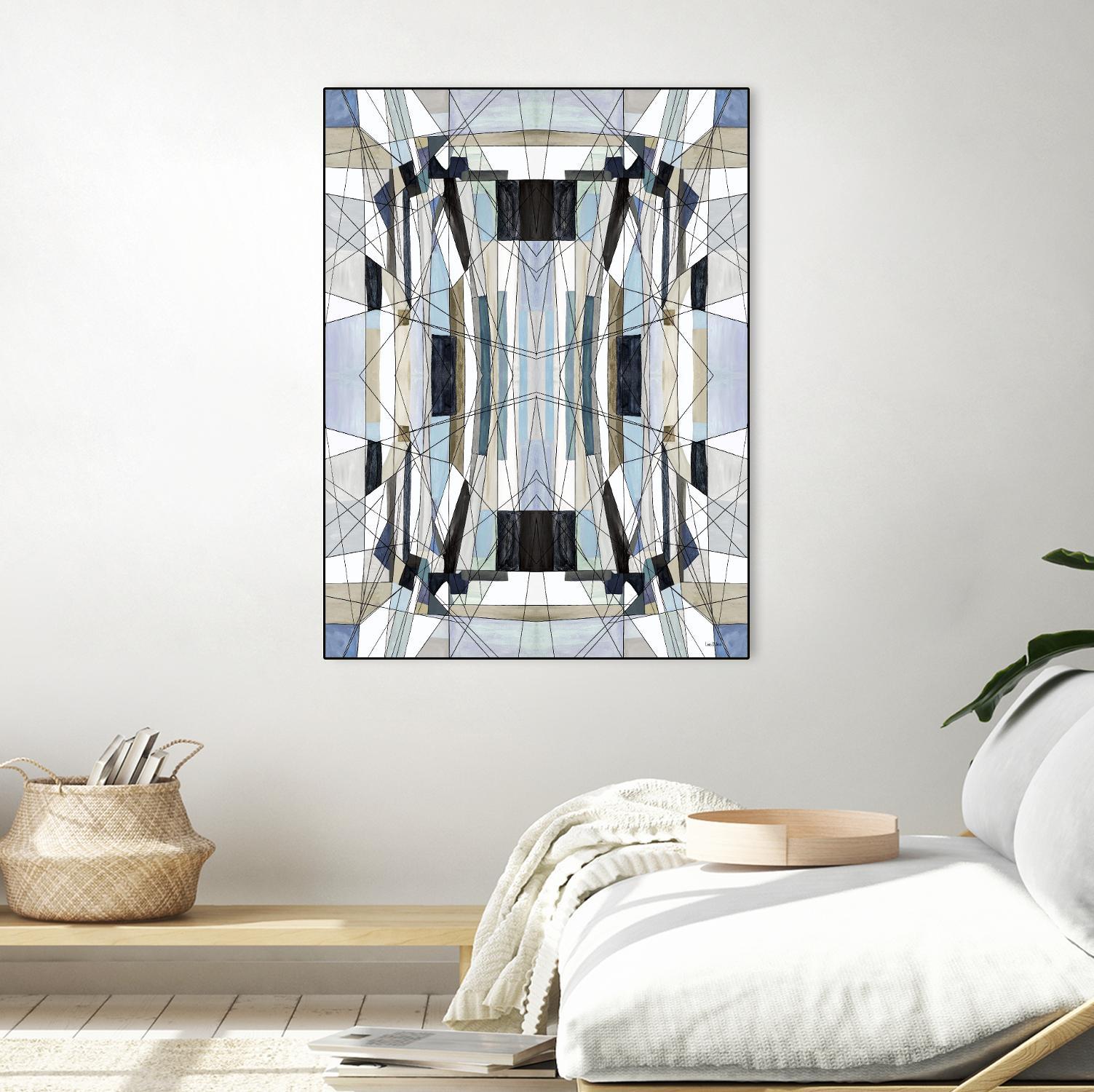 Flagship by Lori Dubois on GIANT ART - blue linear angled black lines