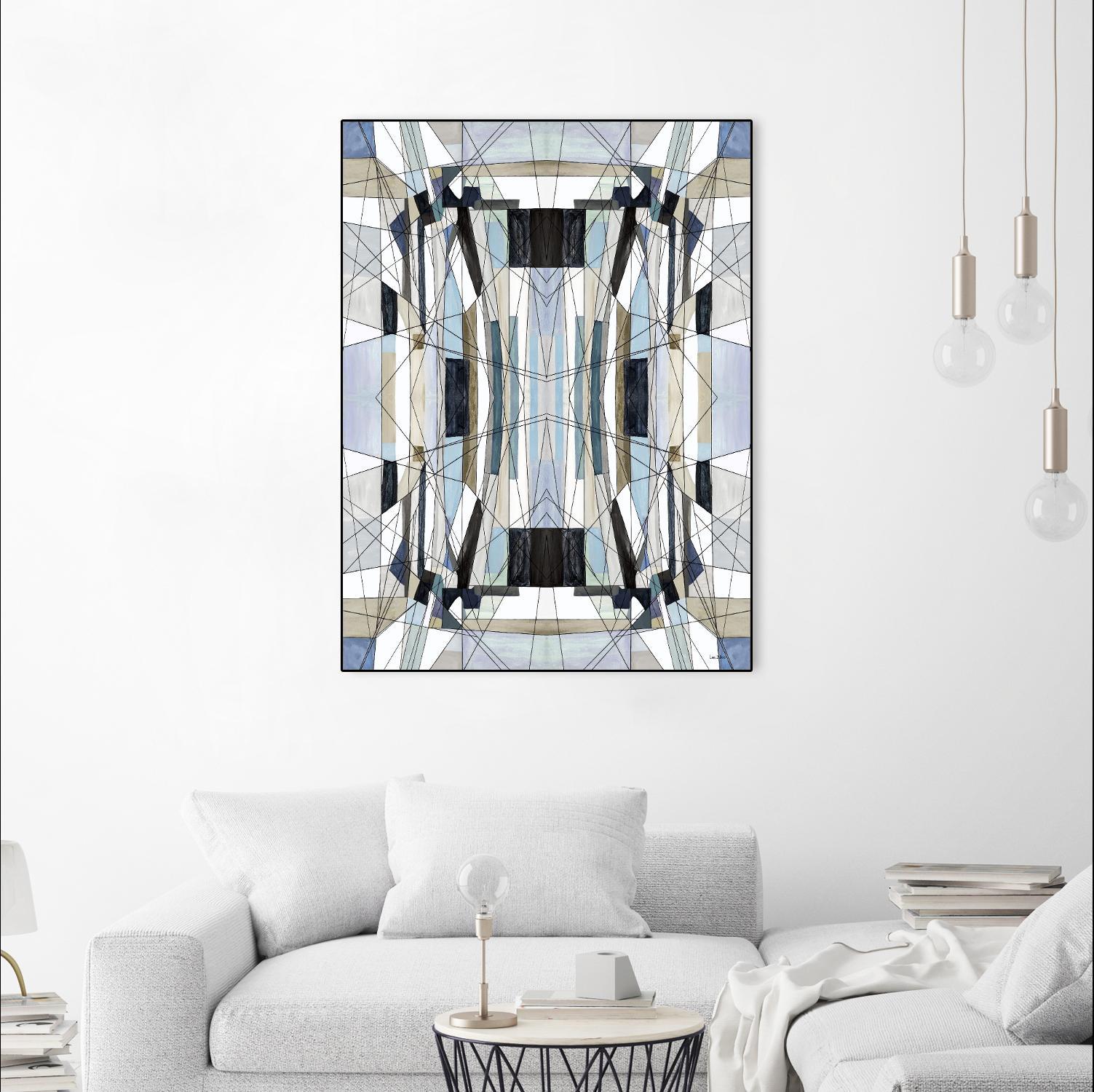 Flagship by Lori Dubois on GIANT ART - blue linear angled black lines