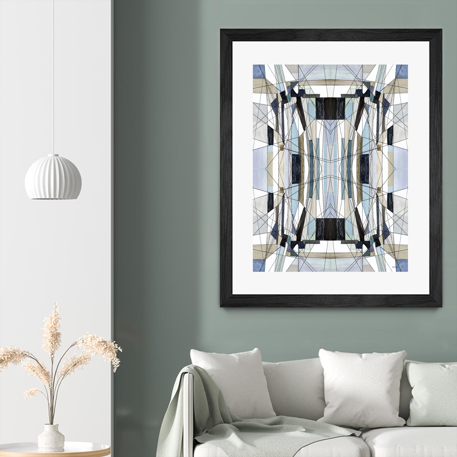 Flagship by Lori Dubois on GIANT ART - blue linear angled black lines
