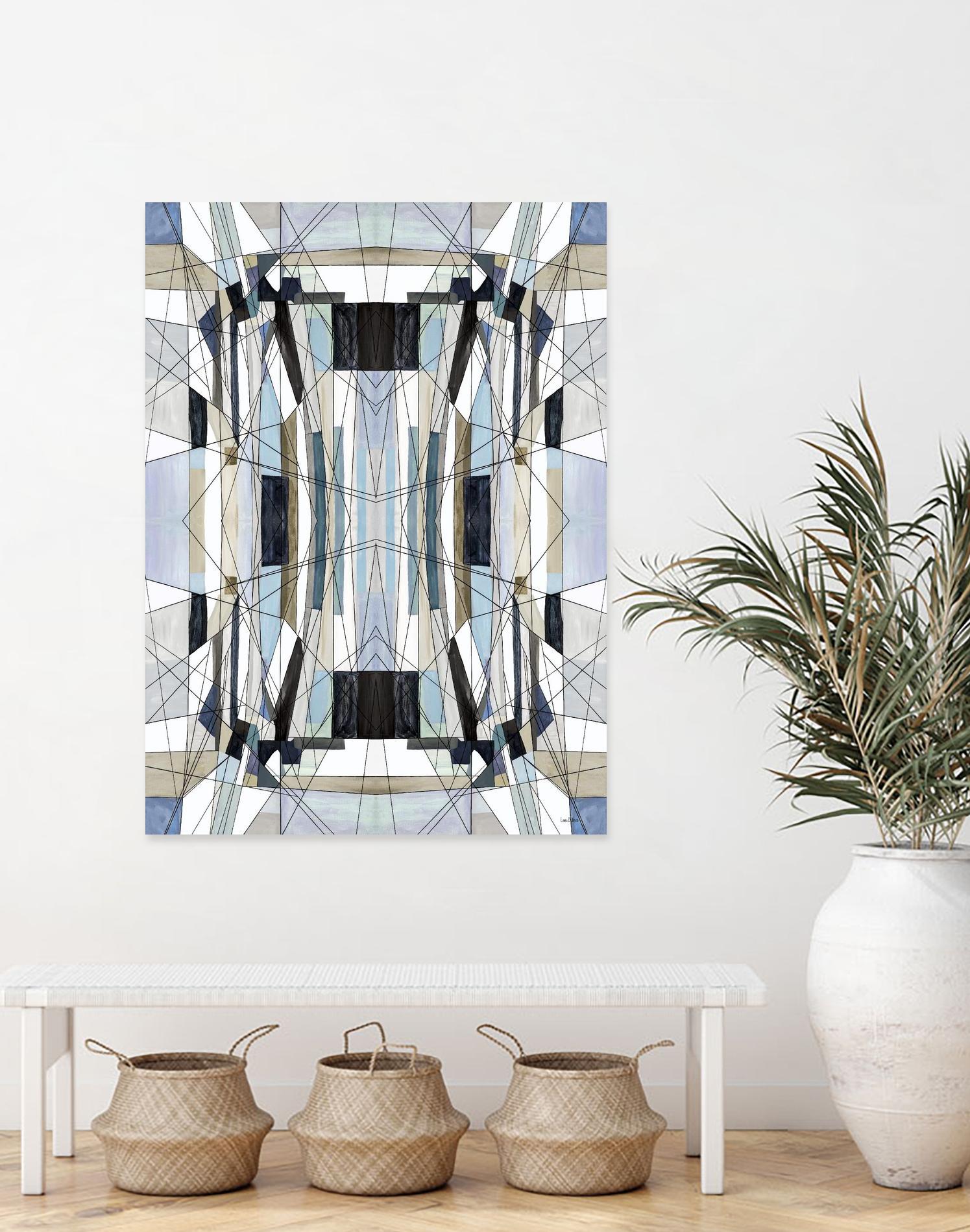Flagship by Lori Dubois on GIANT ART - blue linear angled black lines