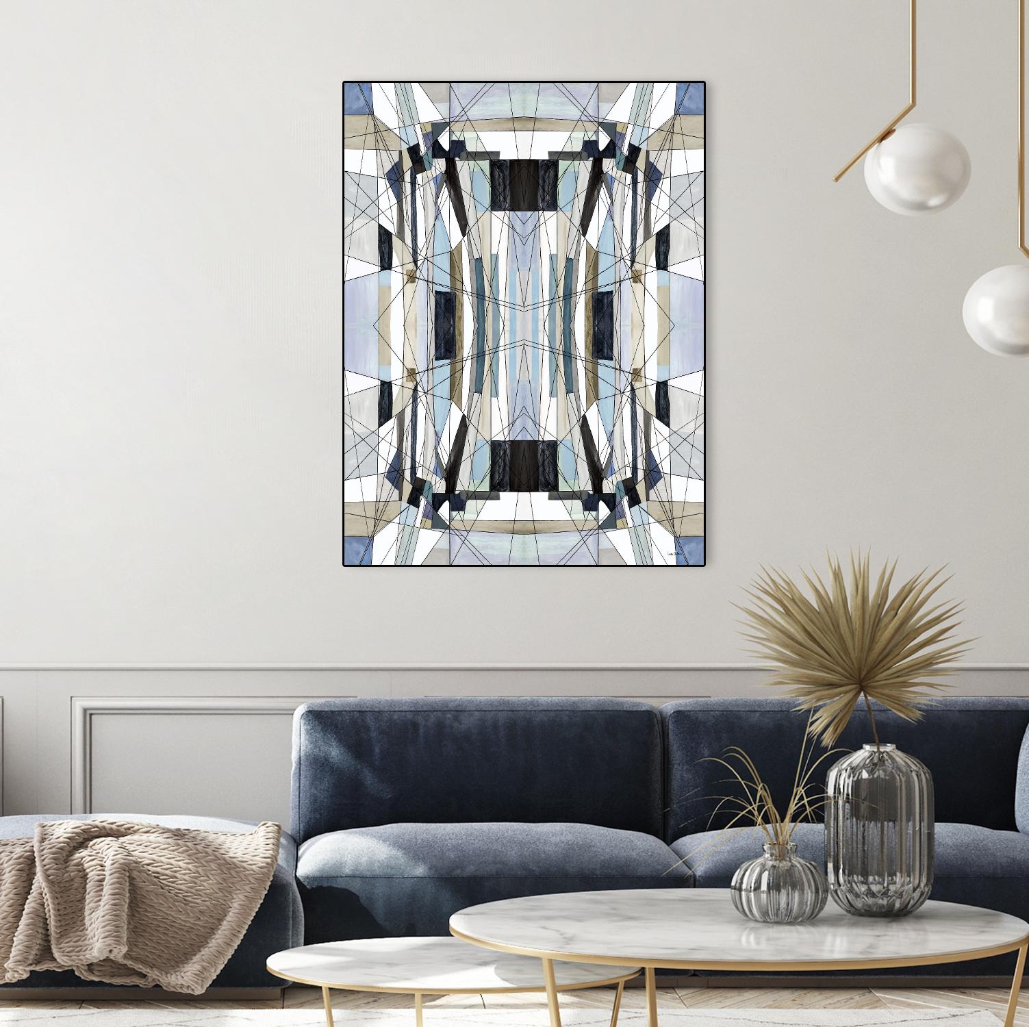 Flagship by Lori Dubois on GIANT ART - blue linear angled black lines