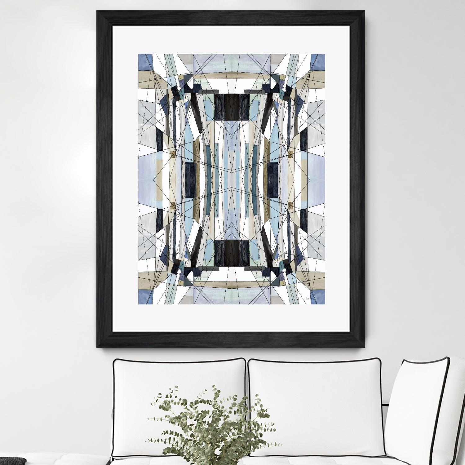 Flagship by Lori Dubois on GIANT ART - blue linear angled black lines