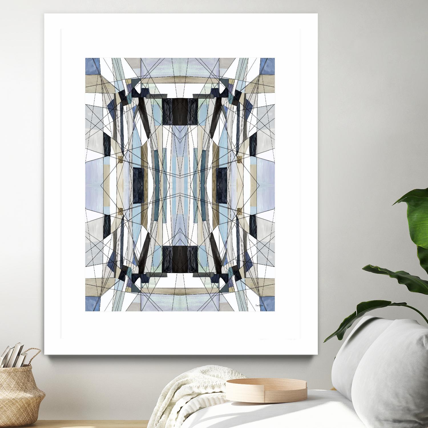 Flagship by Lori Dubois on GIANT ART - blue linear angled black lines