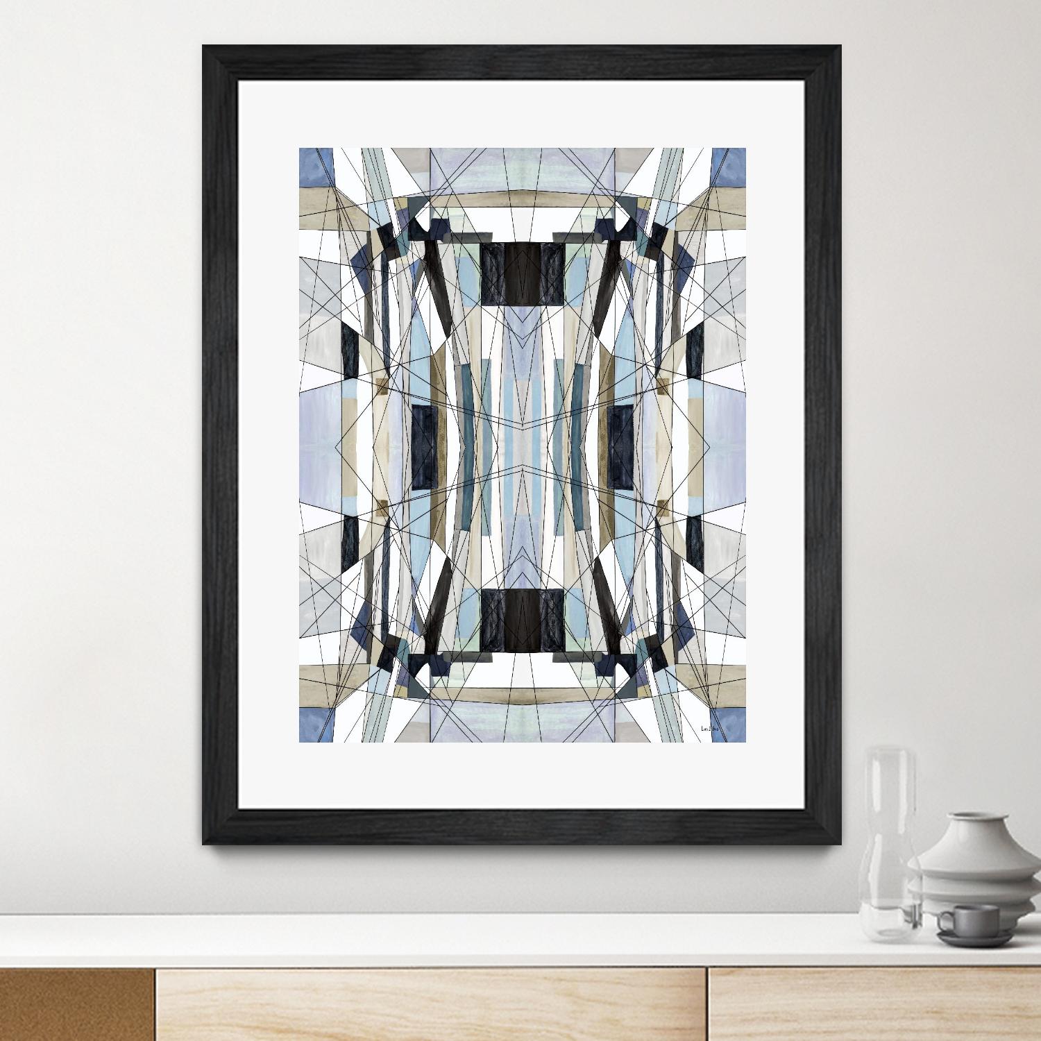 Flagship by Lori Dubois on GIANT ART - blue linear angled black lines