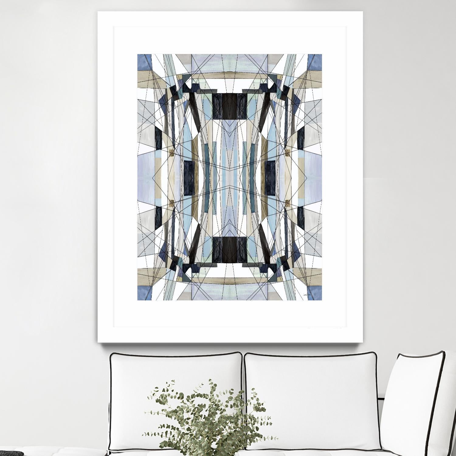 Flagship by Lori Dubois on GIANT ART - blue linear angled black lines