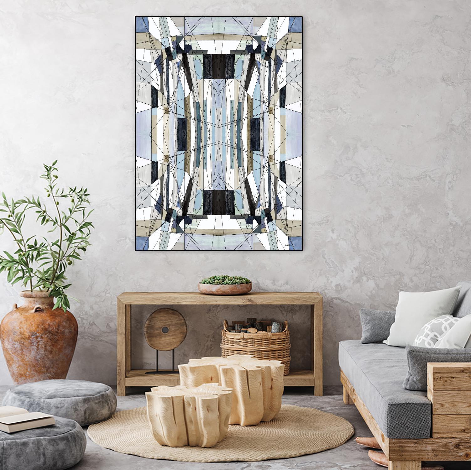 Flagship by Lori Dubois on GIANT ART - blue linear angled black lines