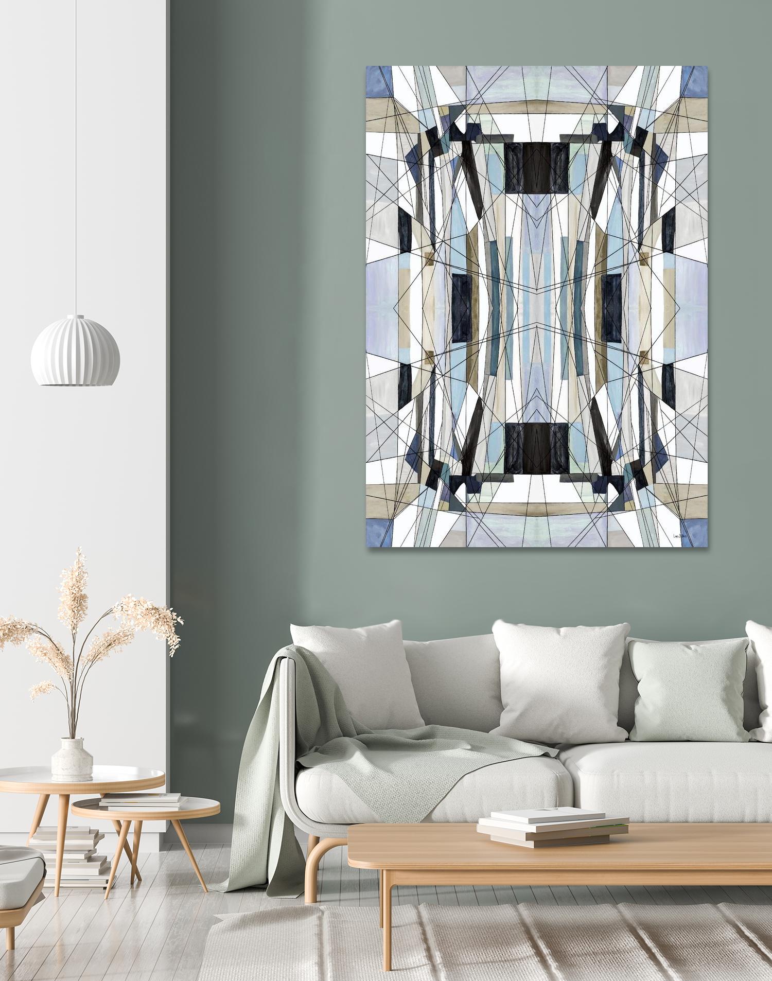 Flagship by Lori Dubois on GIANT ART - blue linear angled black lines