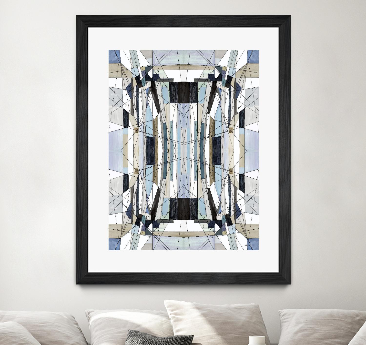 Flagship by Lori Dubois on GIANT ART - blue linear angled black lines