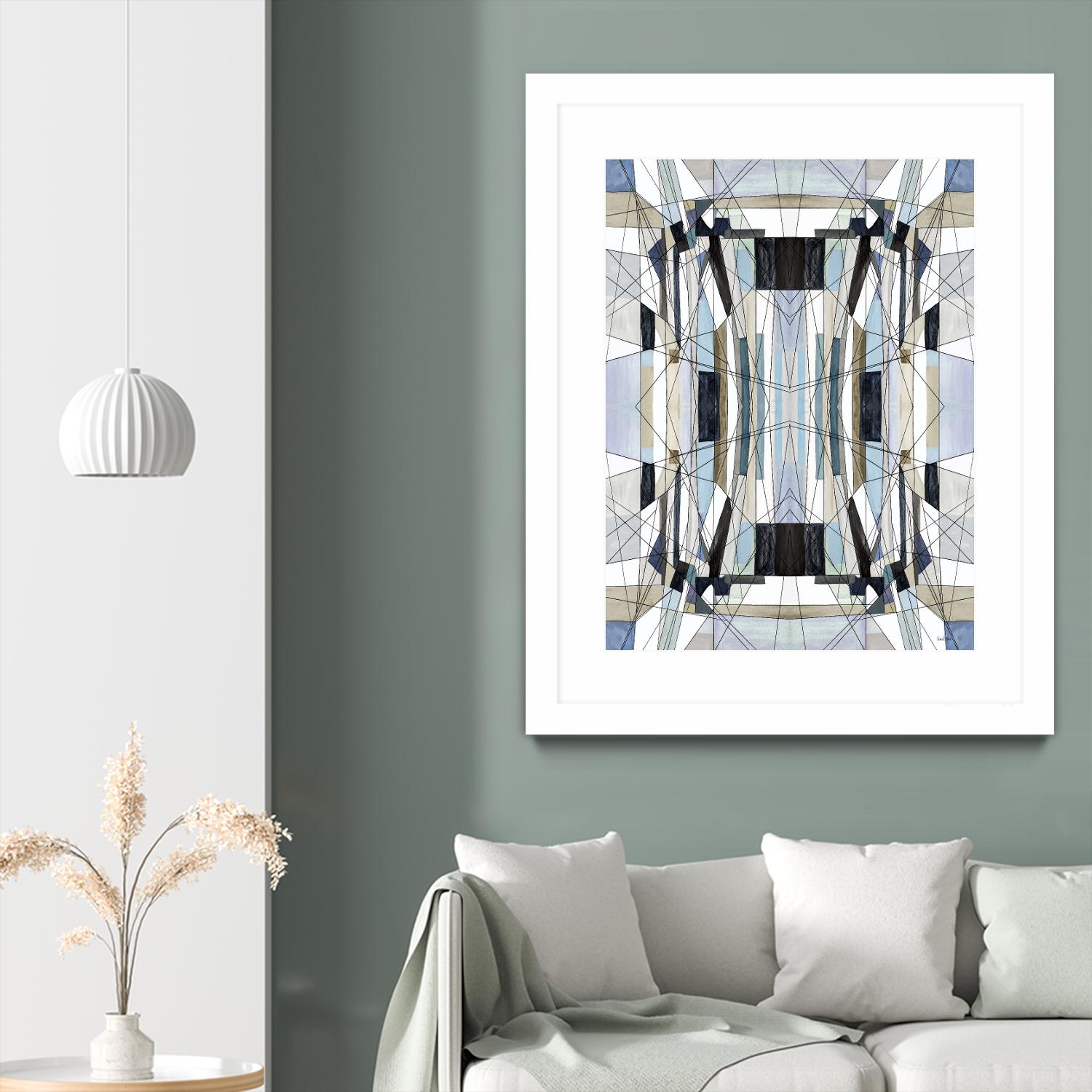 Flagship by Lori Dubois on GIANT ART - blue linear angled black lines