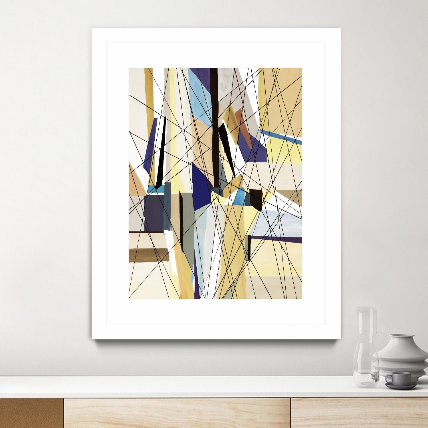 SeaCruise by Lori Dubois on GIANT ART - beige geometric shapes angled black lines