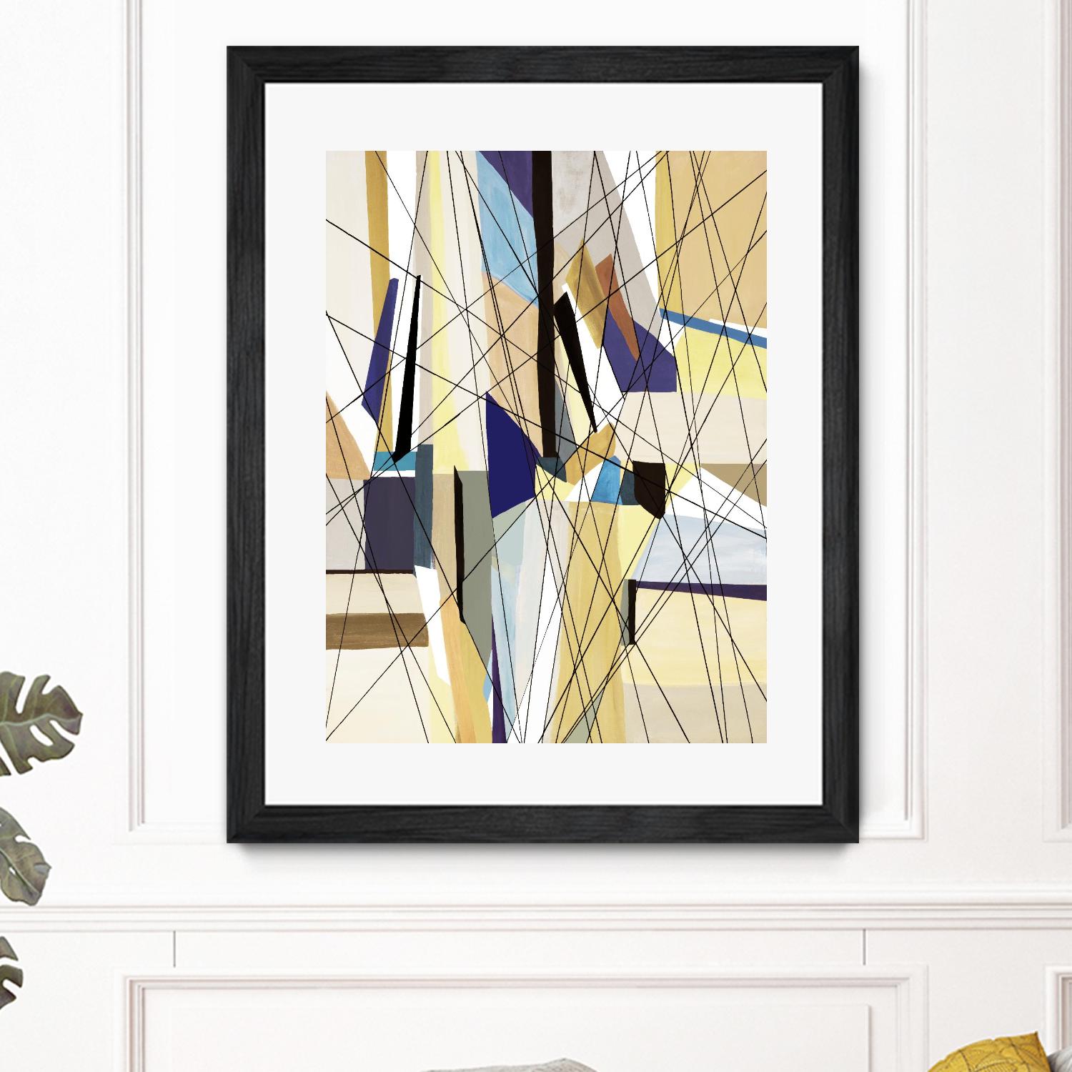 SeaCruise by Lori Dubois on GIANT ART - beige geometric shapes angled black lines