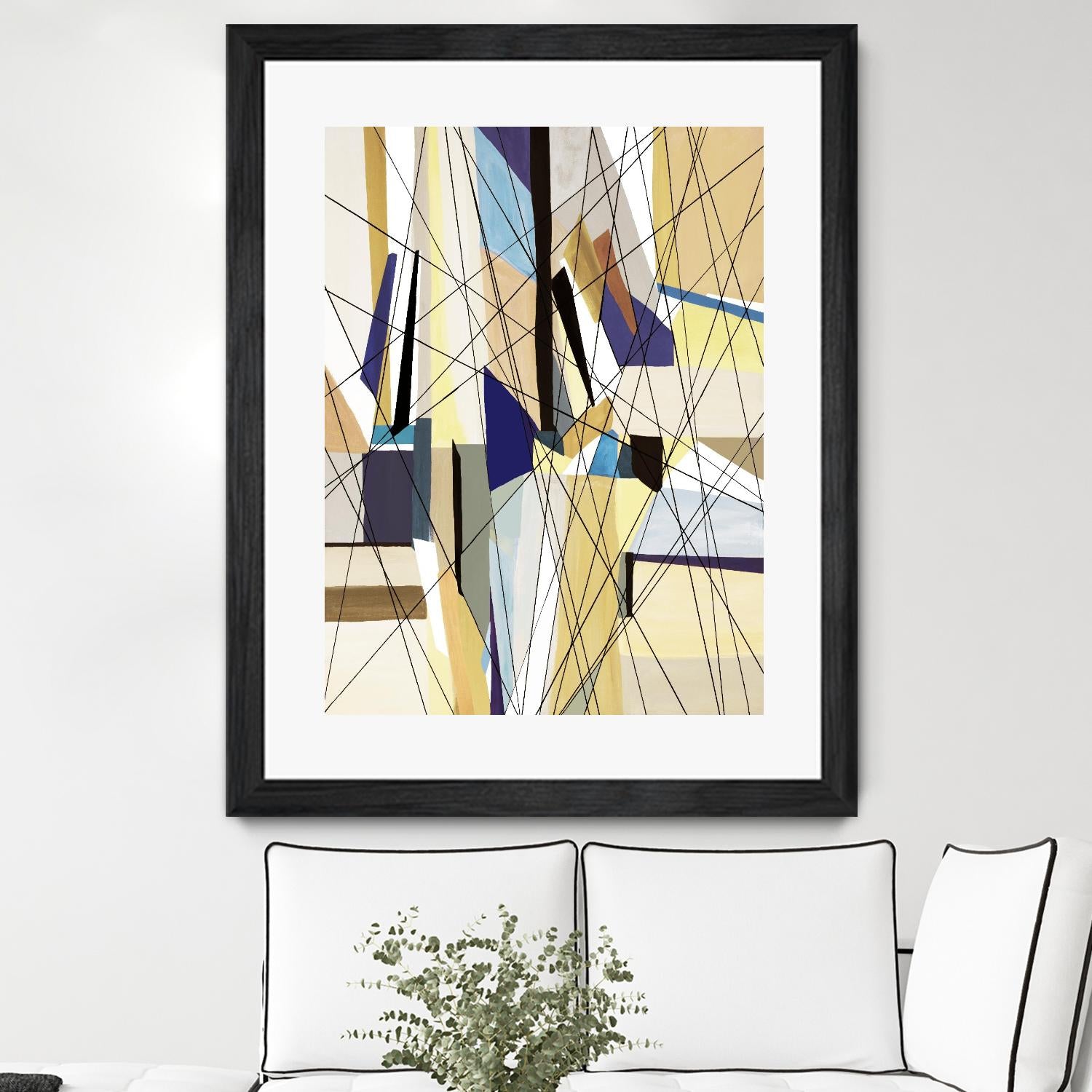 SeaCruise by Lori Dubois on GIANT ART - beige geometric shapes angled black lines