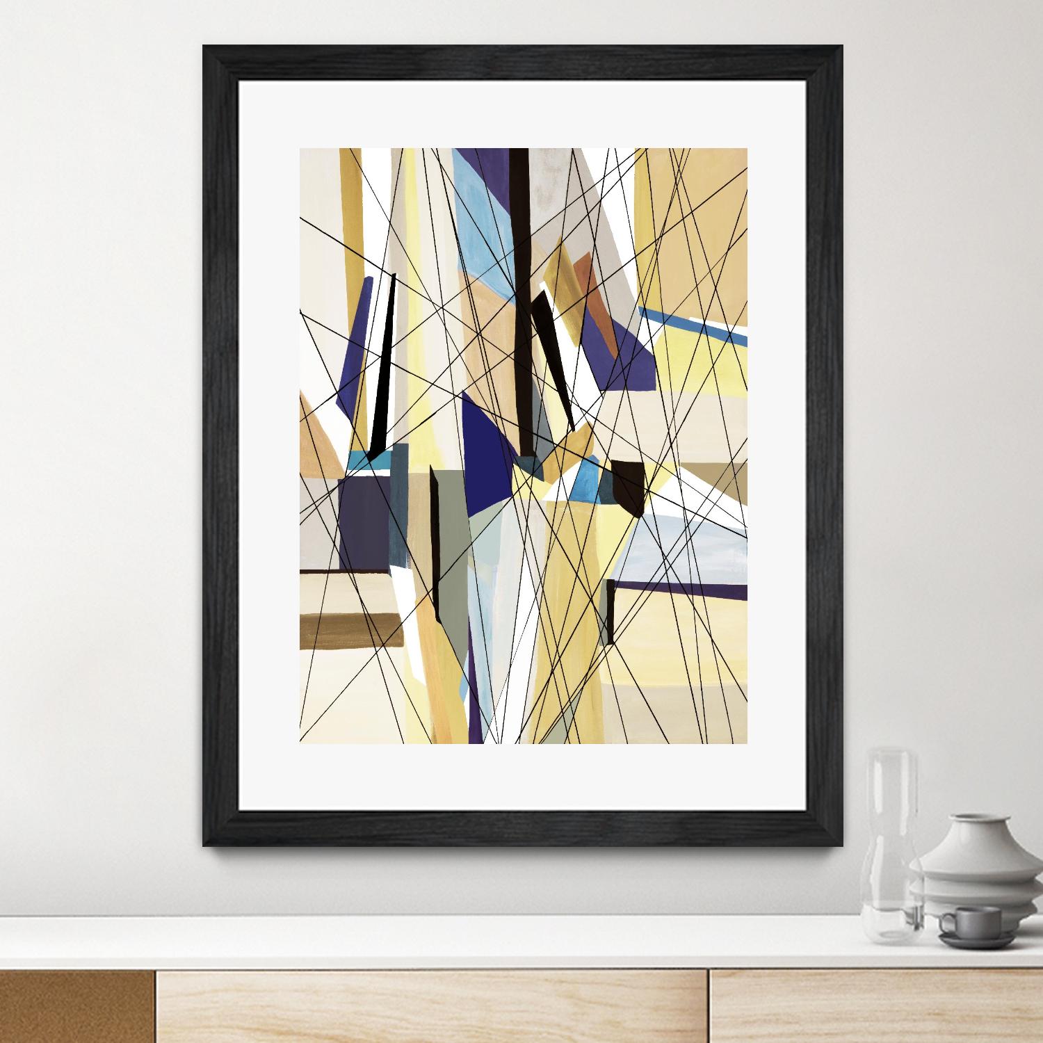 SeaCruise by Lori Dubois on GIANT ART - beige geometric shapes angled black lines