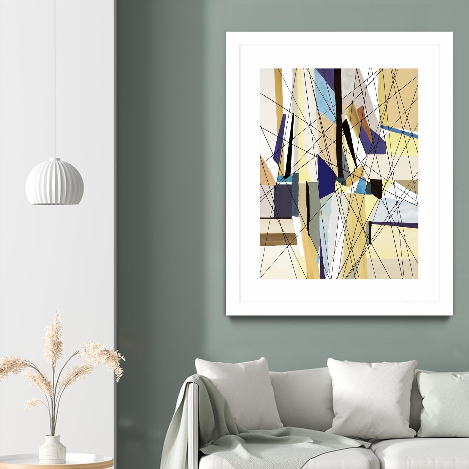 SeaCruise by Lori Dubois on GIANT ART - beige geometric shapes angled black lines