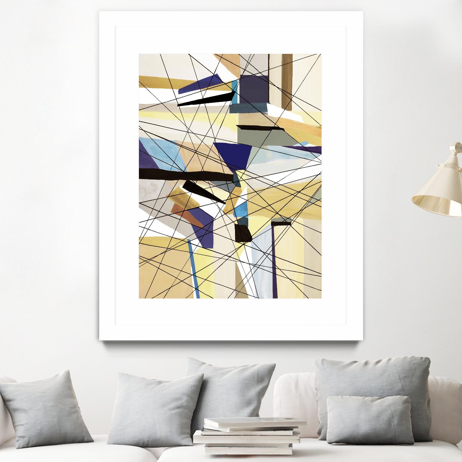 Navigation by Lori Dubois on GIANT ART - beige linear angled black lines