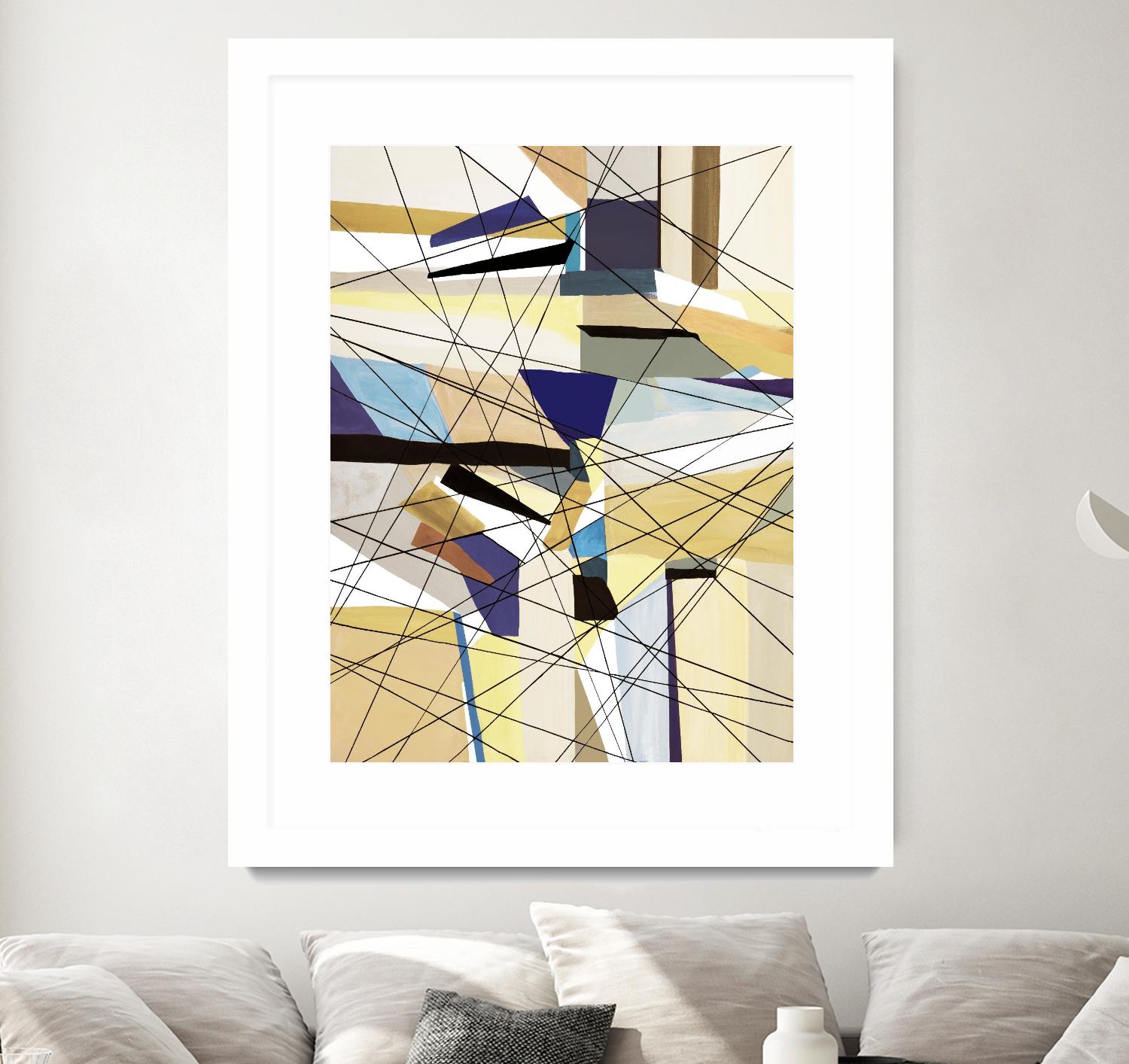 Navigation by Lori Dubois on GIANT ART - beige linear angled black lines