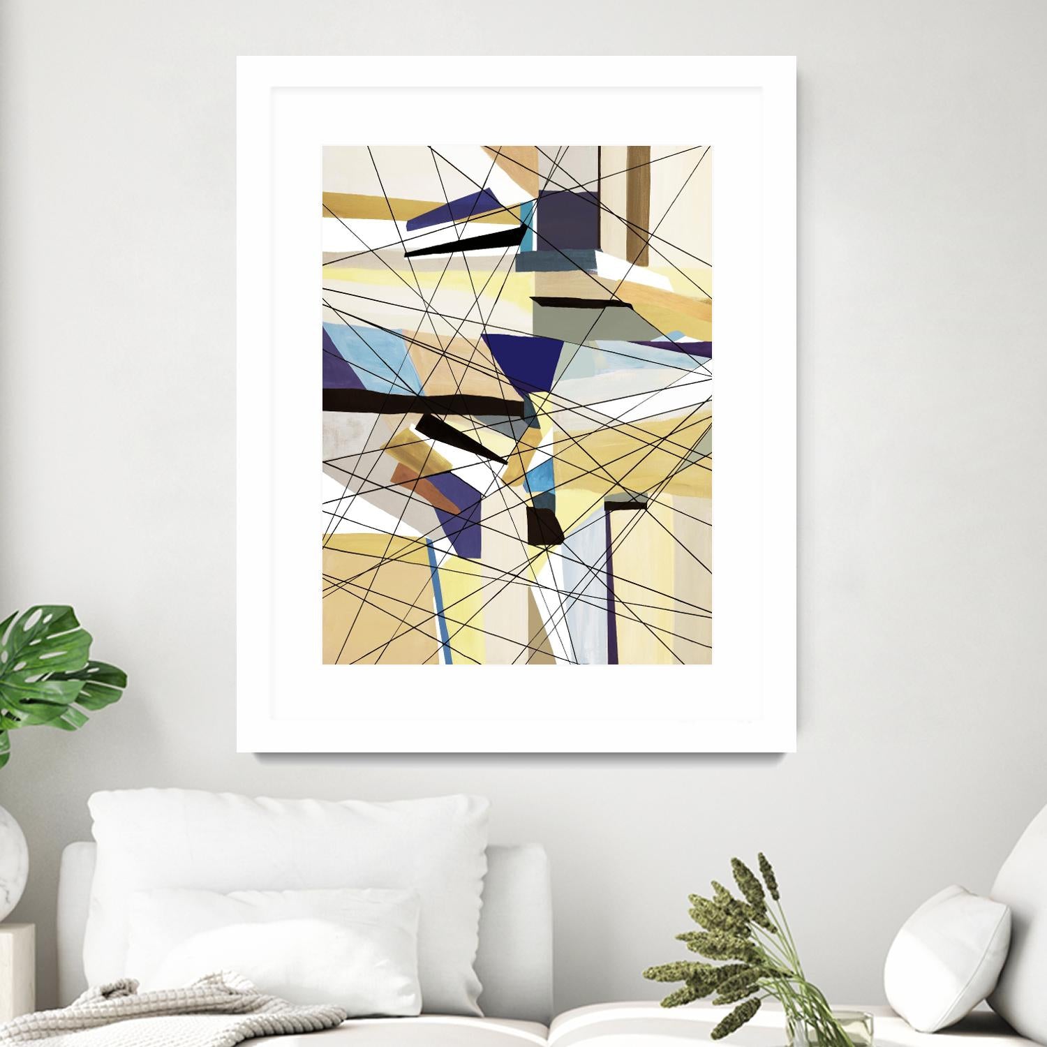 Navigation by Lori Dubois on GIANT ART - beige linear angled black lines
