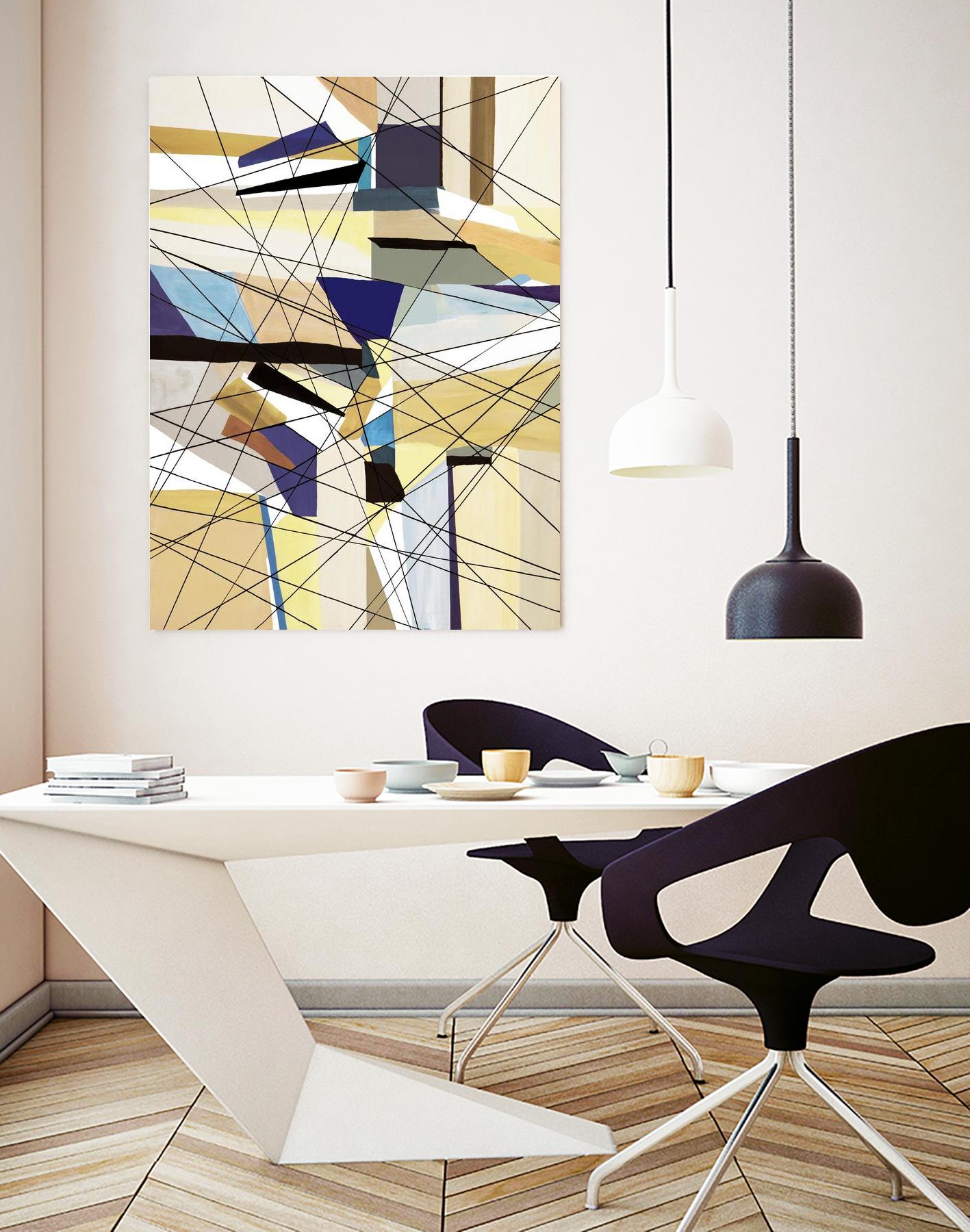 Navigation by Lori Dubois on GIANT ART - beige linear angled black lines