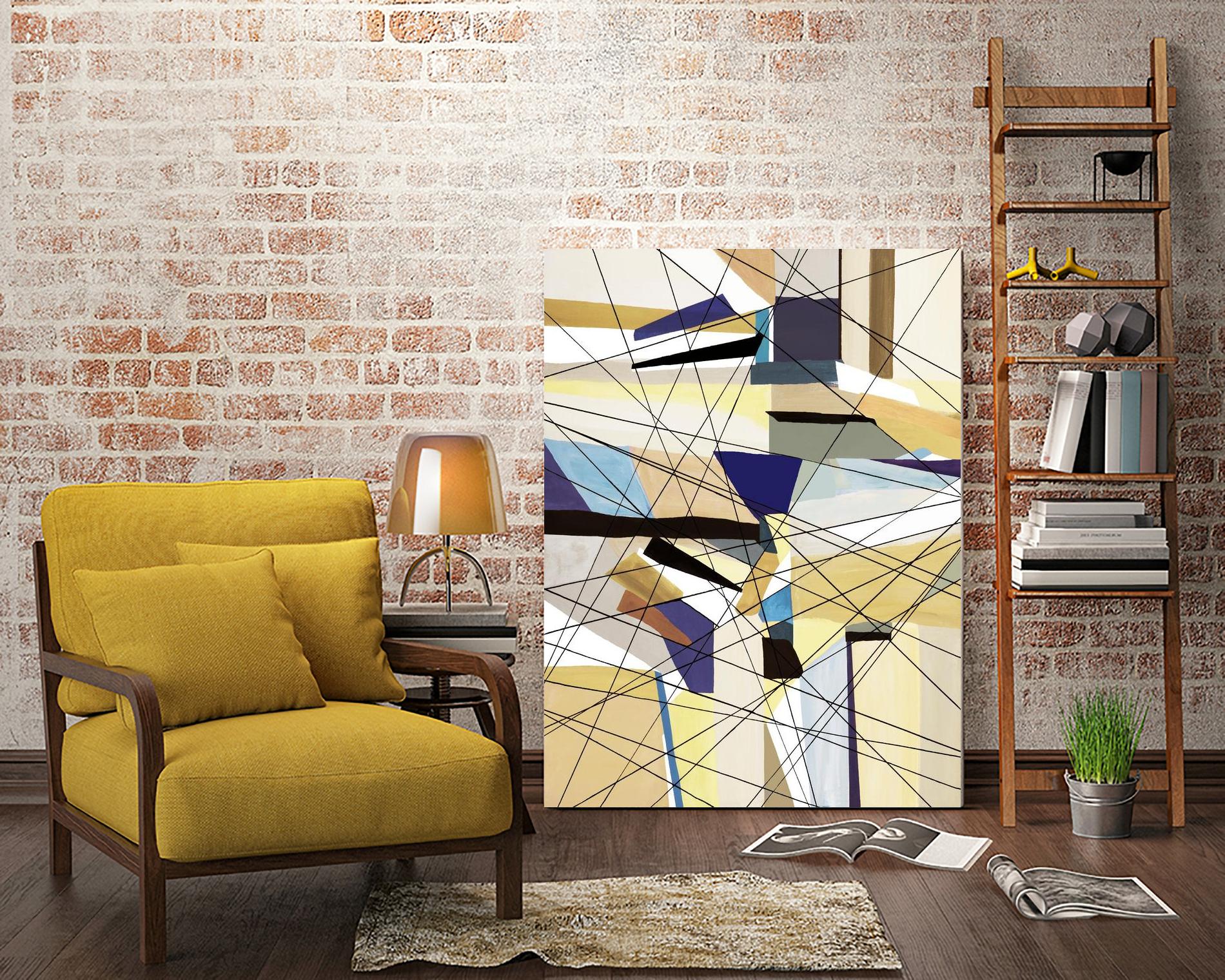 Navigation by Lori Dubois on GIANT ART - beige linear angled black lines