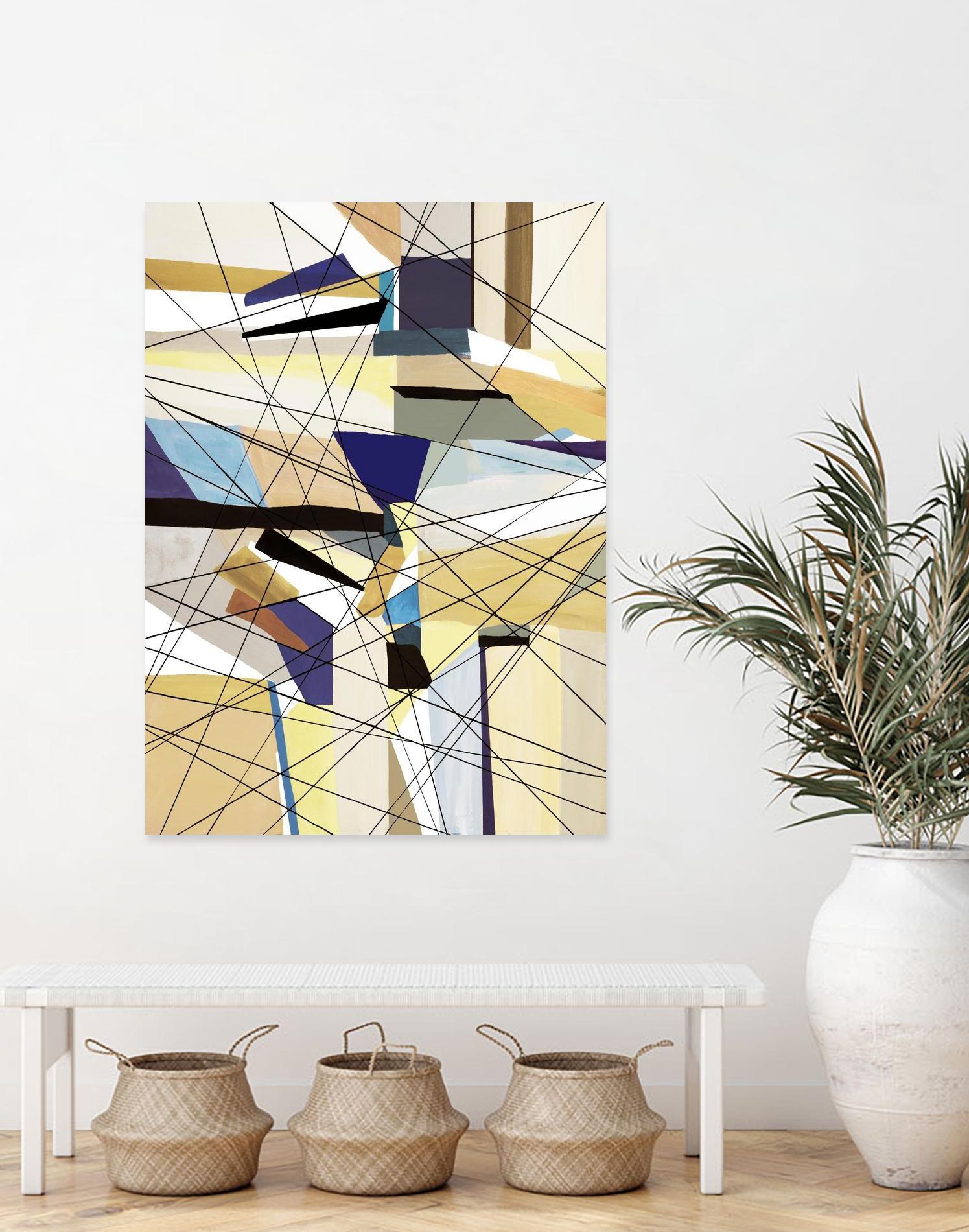 Navigation by Lori Dubois on GIANT ART - beige linear angled black lines