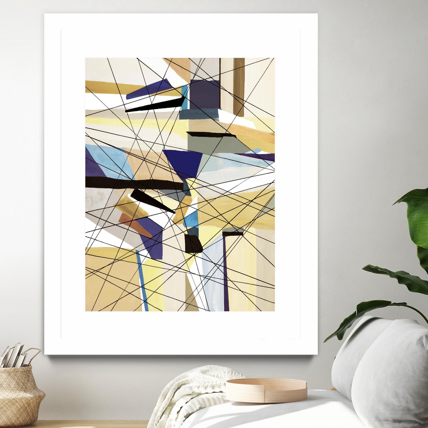 Navigation by Lori Dubois on GIANT ART - beige linear angled black lines