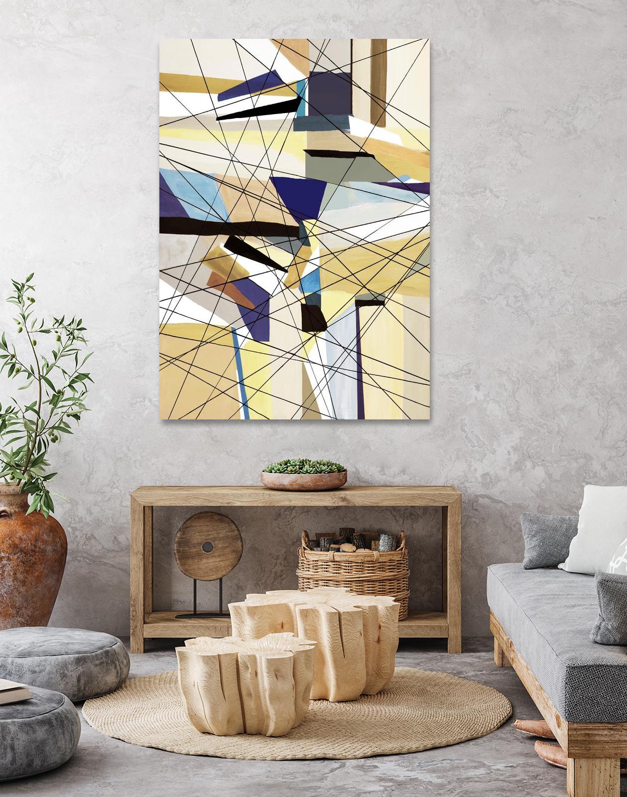 Navigation by Lori Dubois on GIANT ART - beige linear angled black lines