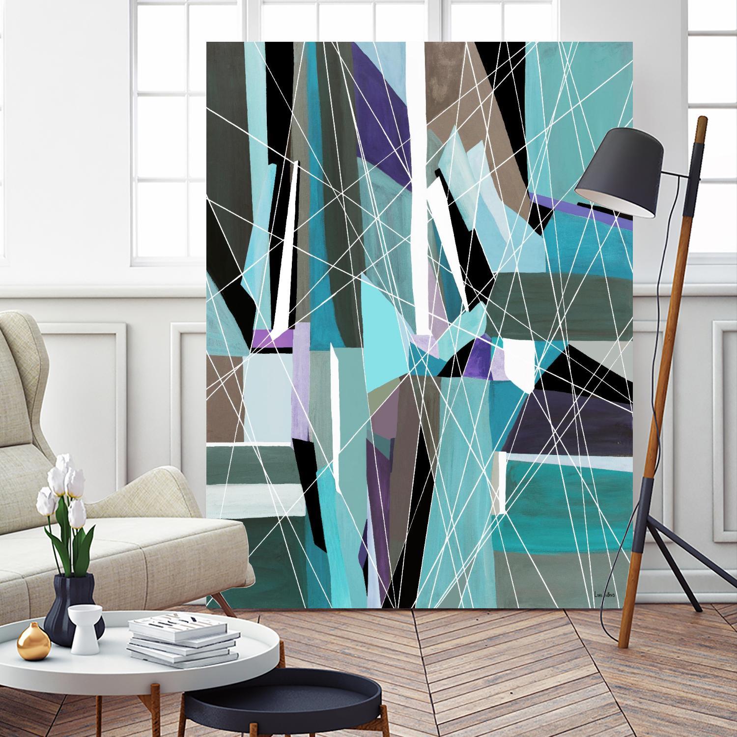 AquaGlass by Lori Dubois on GIANT ART - aqua linear black & white