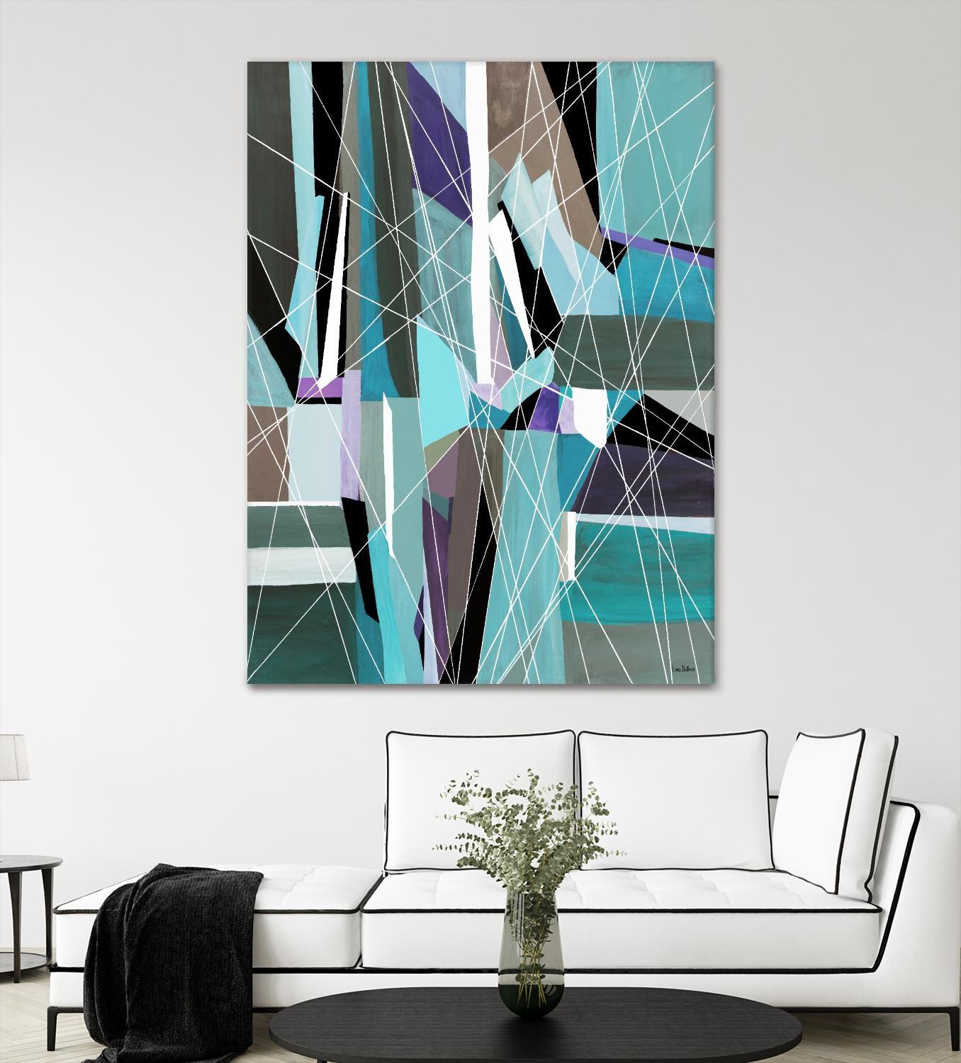AquaGlass by Lori Dubois on GIANT ART - aqua linear black & white