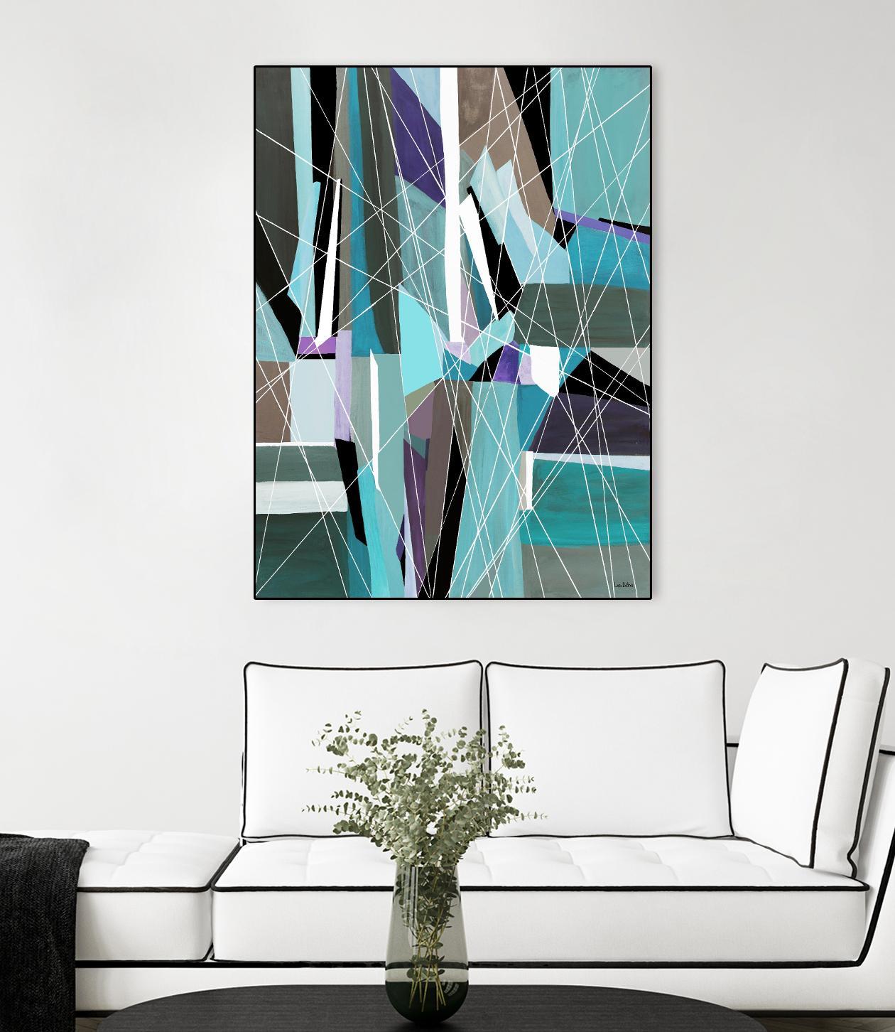 AquaGlass by Lori Dubois on GIANT ART - aqua linear black & white