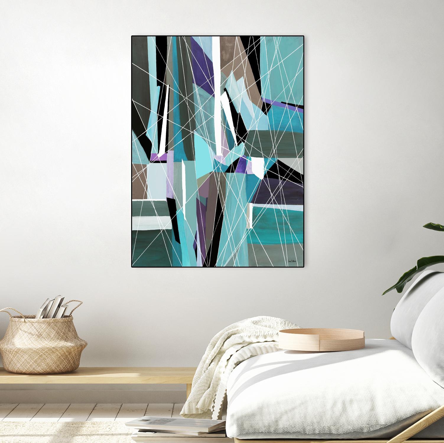 AquaGlass by Lori Dubois on GIANT ART - aqua linear black & white