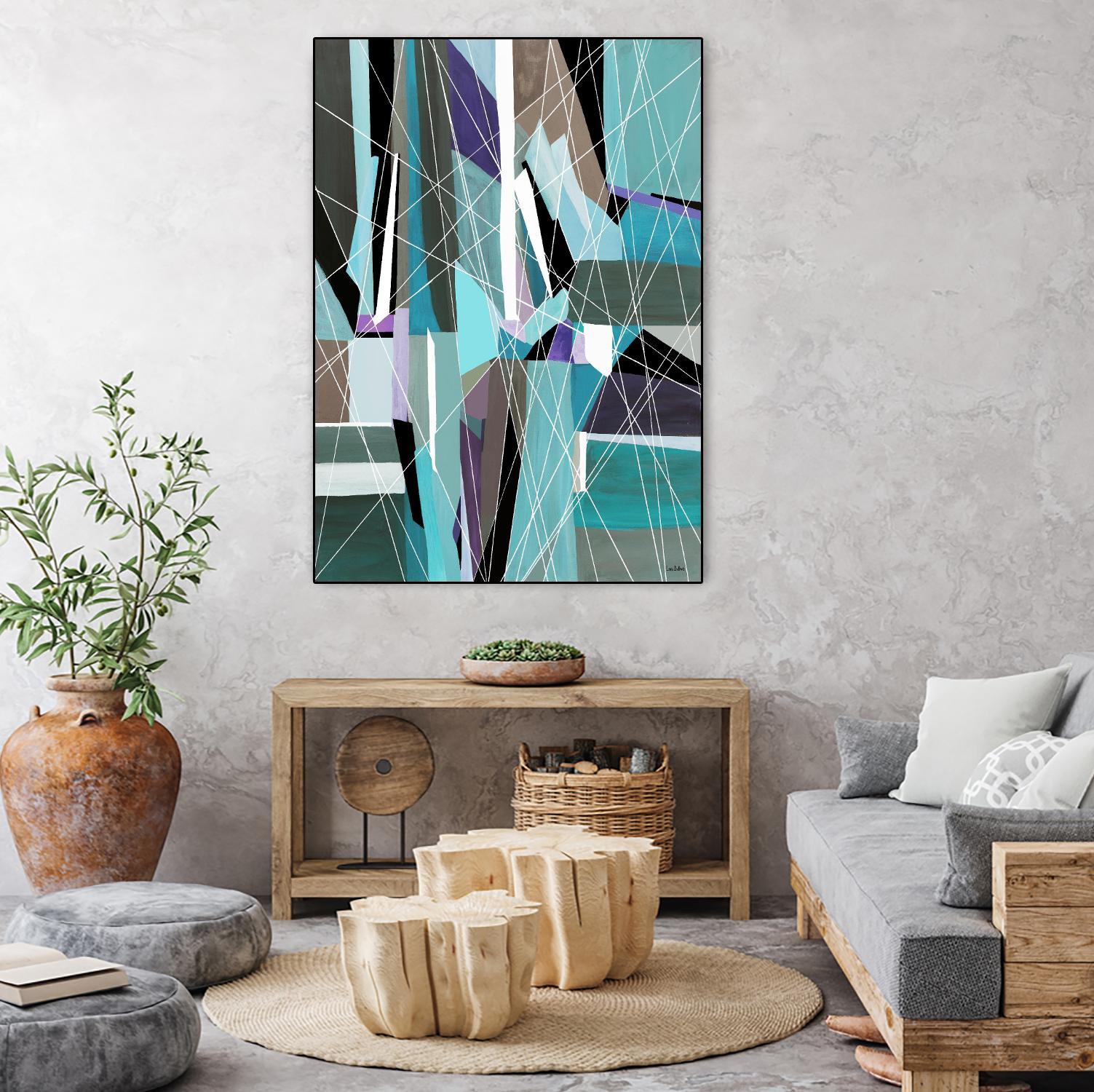 AquaGlass by Lori Dubois on GIANT ART - aqua linear black & white