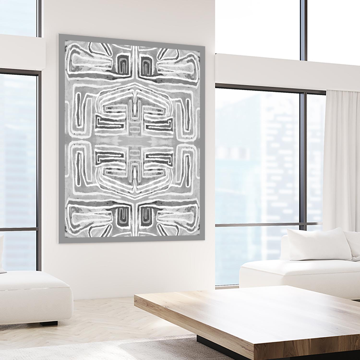 Dynasty-III by Lori Dubois on GIANT ART - white patterns gray border