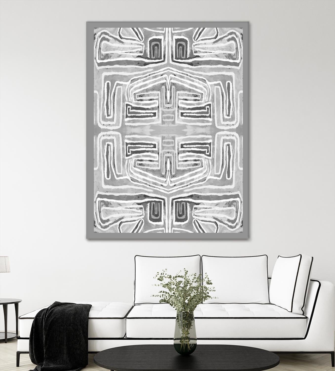 Dynasty-III by Lori Dubois on GIANT ART - white patterns gray border
