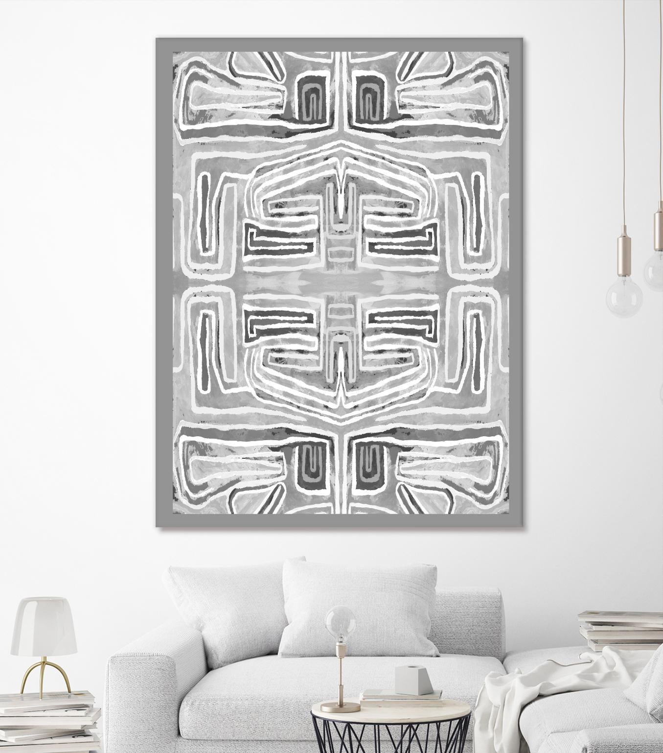 Dynasty-III by Lori Dubois on GIANT ART - white patterns gray border