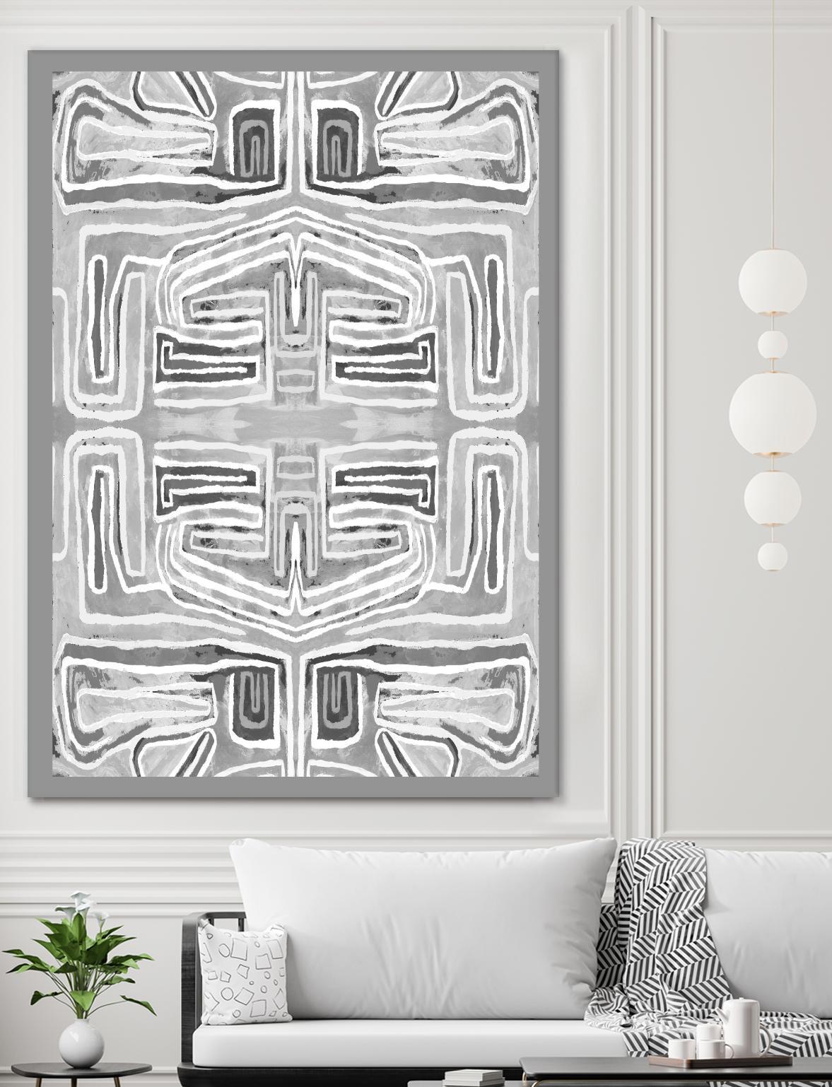 Dynasty-III by Lori Dubois on GIANT ART - white patterns gray border