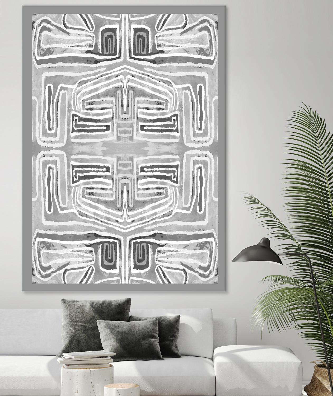 Dynasty-III by Lori Dubois on GIANT ART - white patterns gray border