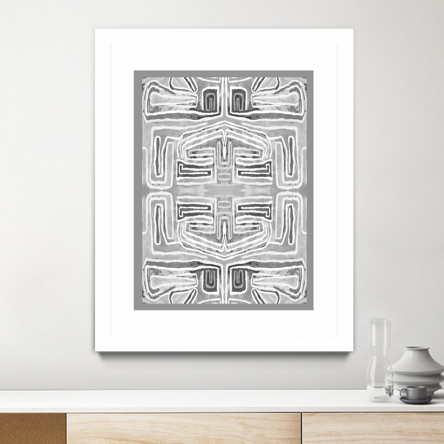 Dynasty-III by Lori Dubois on GIANT ART - white patterns gray border