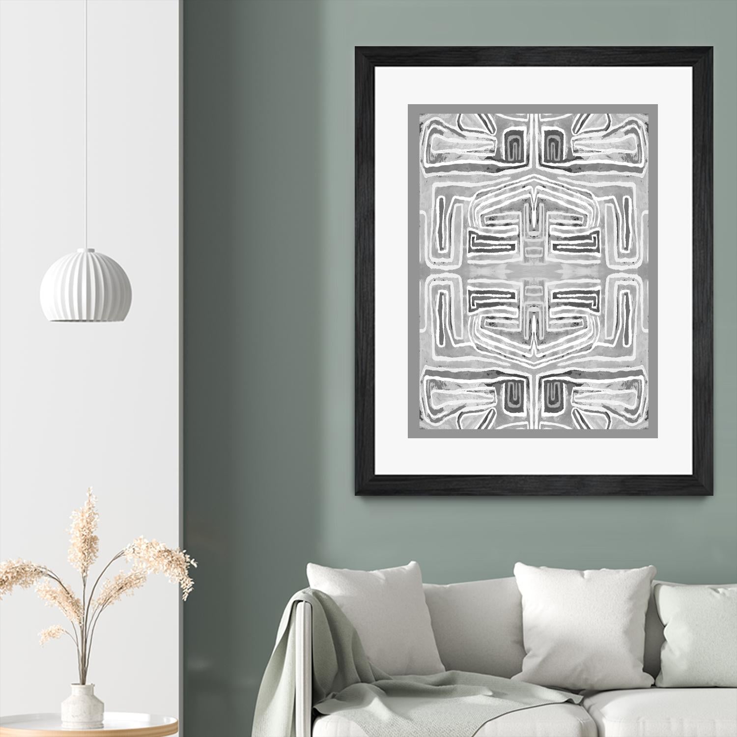 Dynasty-III by Lori Dubois on GIANT ART - white patterns gray border