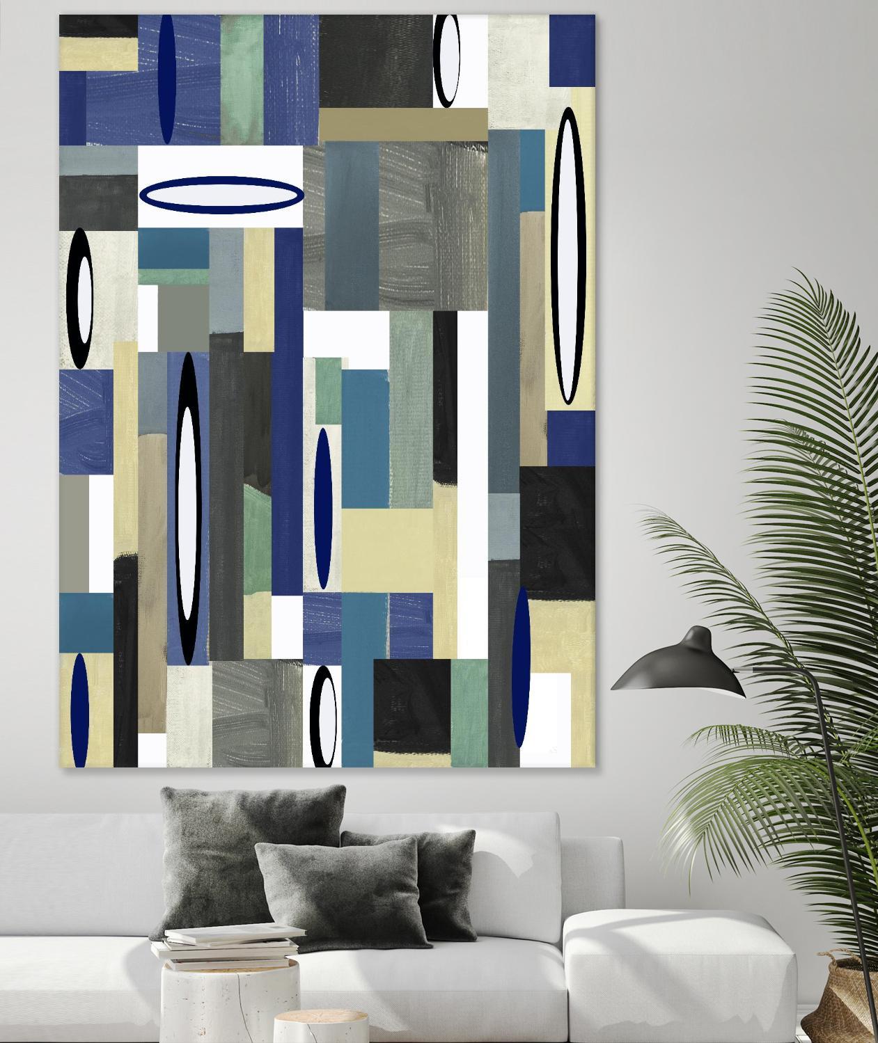 MercuryBlue-II by Lori Dubois on GIANT ART - blue linear black & white