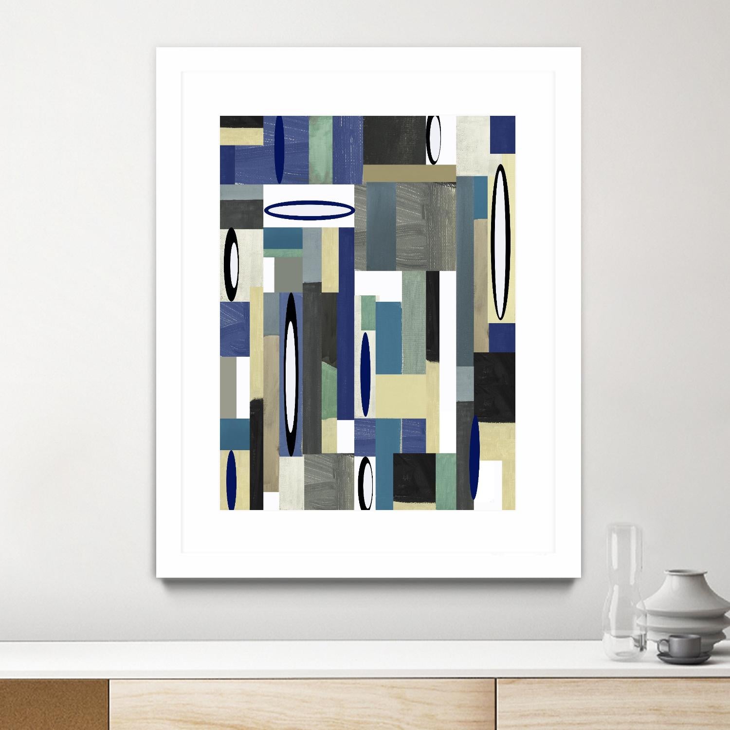 MercuryBlue-II by Lori Dubois on GIANT ART - beige linear artiste québécois