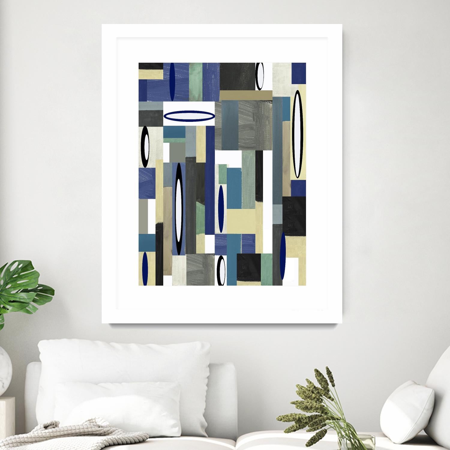 MercuryBlue-II by Lori Dubois on GIANT ART - beige linear artiste québécois