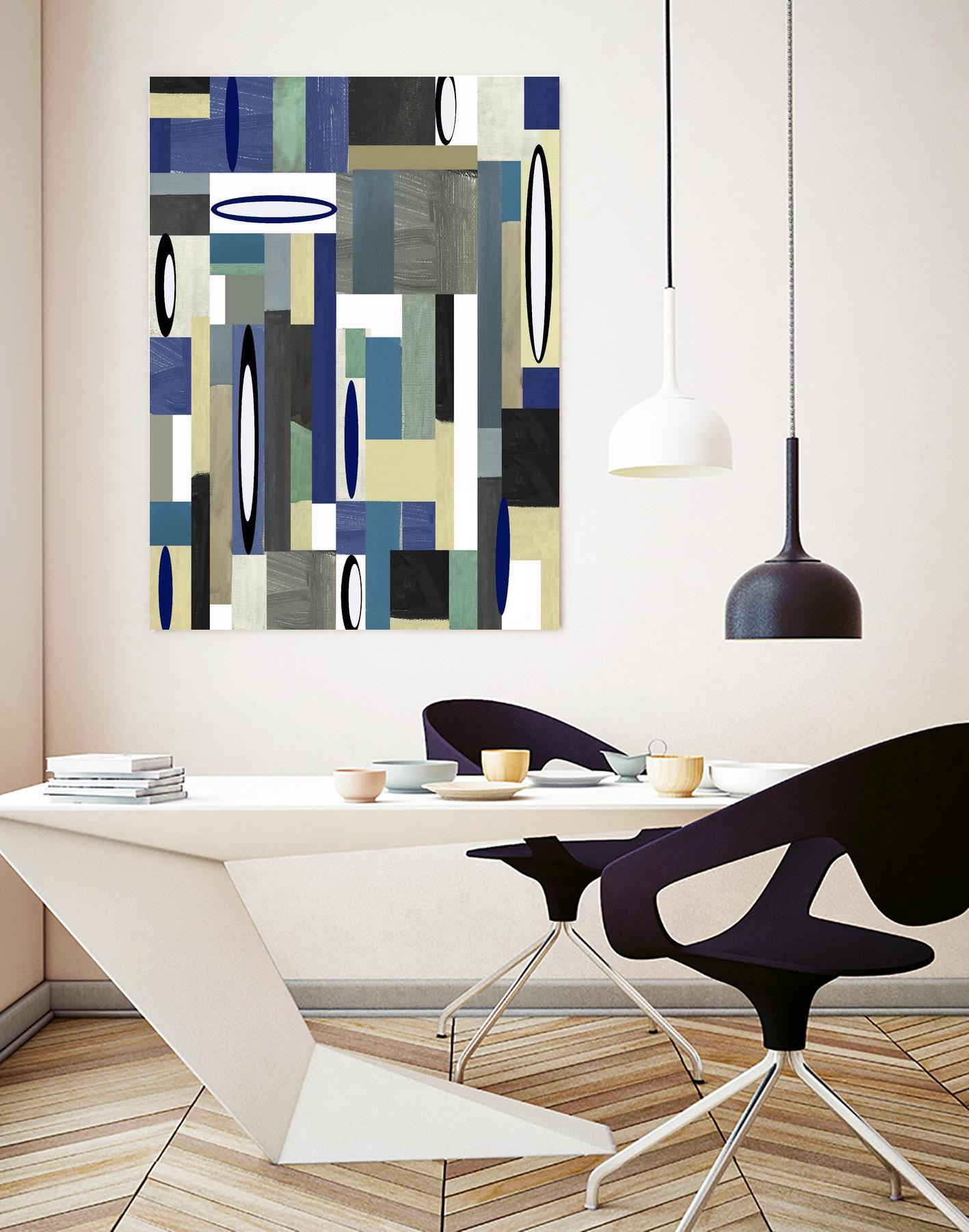 MercuryBlue-II by Lori Dubois on GIANT ART - beige linear artiste québécois