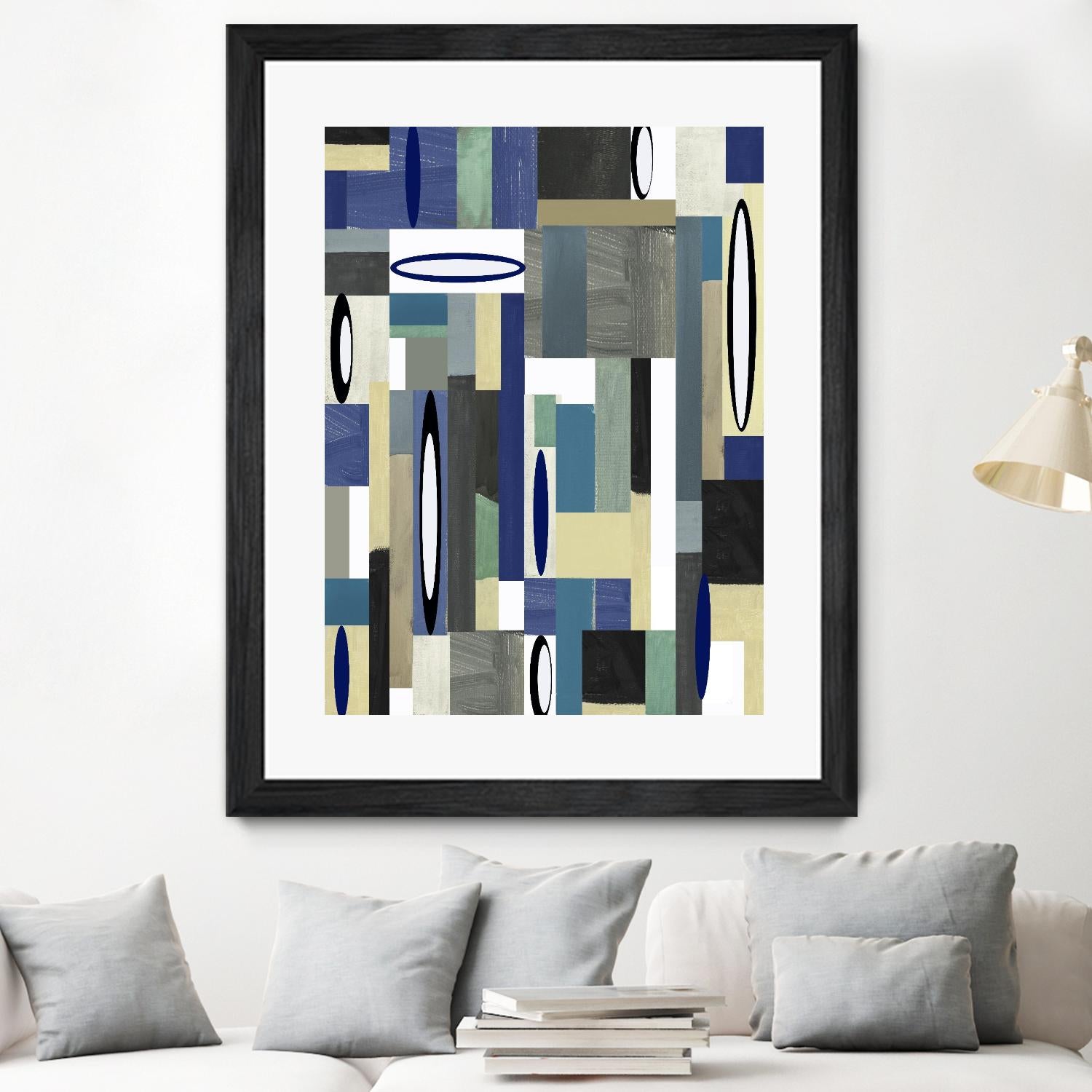 MercuryBlue-II by Lori Dubois on GIANT ART - beige linear artiste québécois