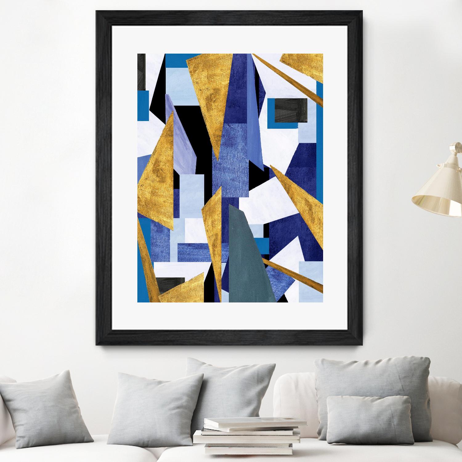 CosmicRain by Lori Dubois on GIANT ART - gold geometric black background