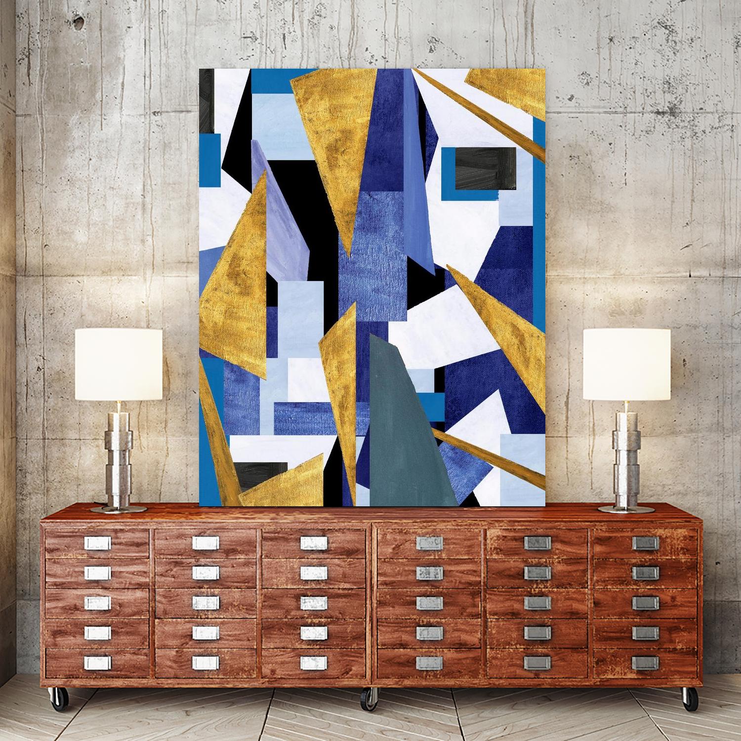 CosmicRain by Lori Dubois on GIANT ART - gold geometric black background