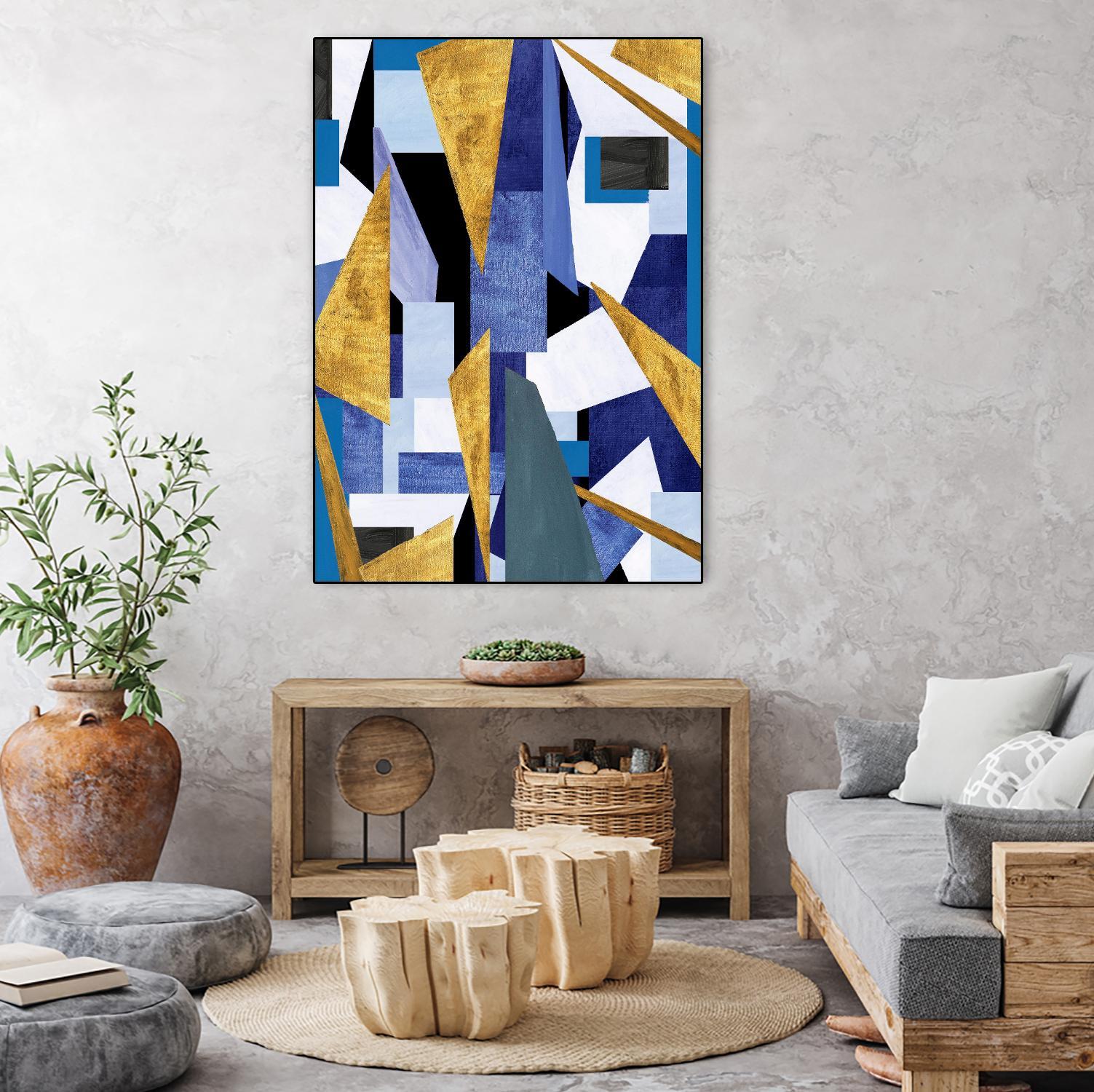 CosmicRain by Lori Dubois on GIANT ART - gold geometric triangles