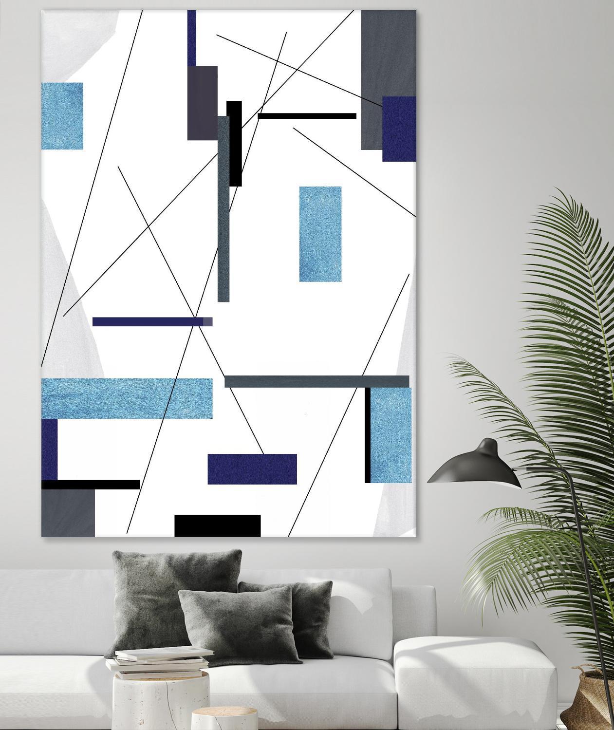 AvantGarde by Lori Dubois on GIANT ART - blue linear grays