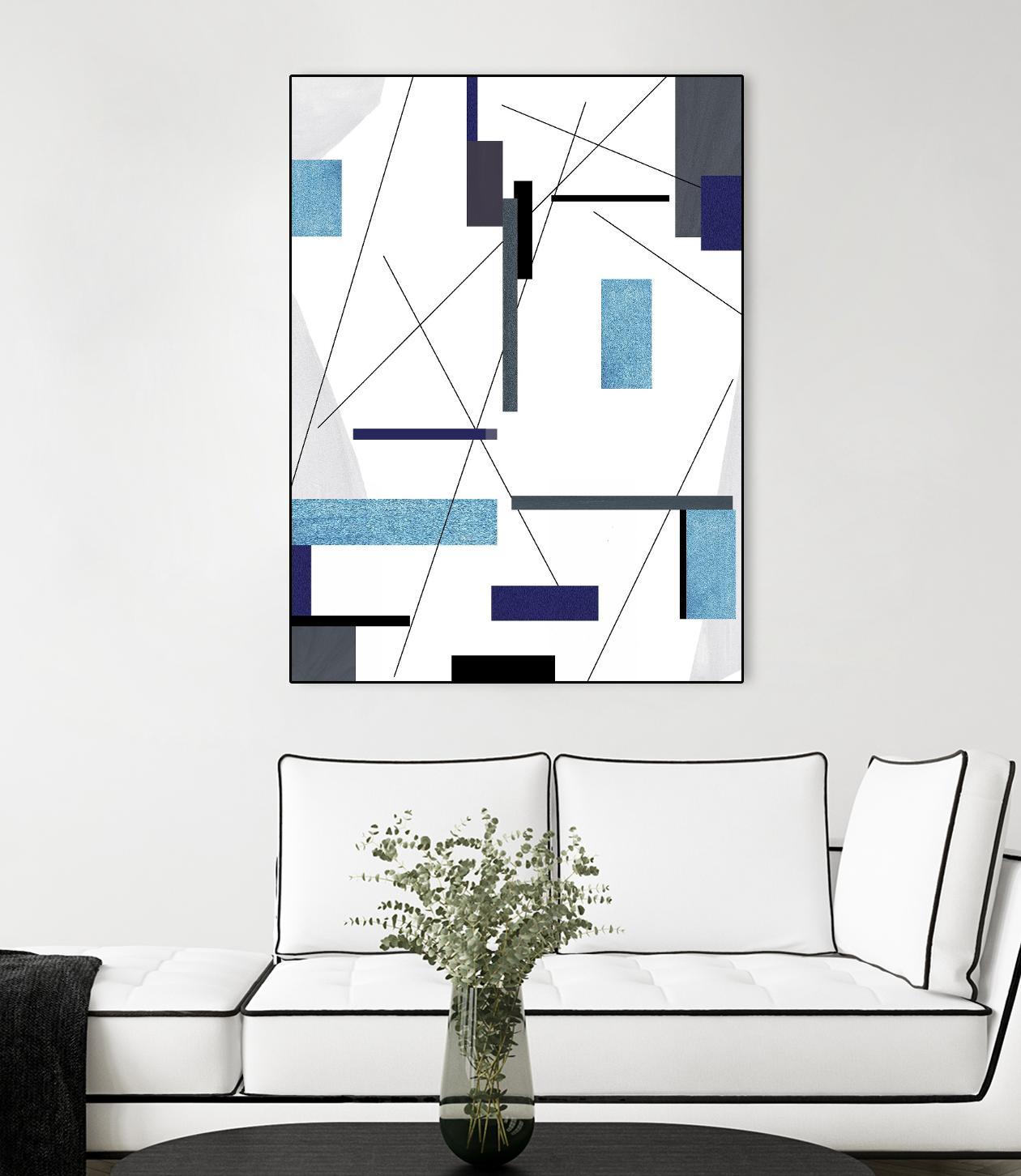 AvantGarde by Lori Dubois on GIANT ART - blue linear grays